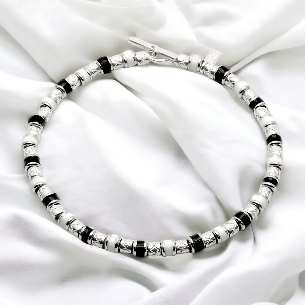 Bracciale BIANCO NERO con Pigne e Conchiglie in Argento Dodo Mariani