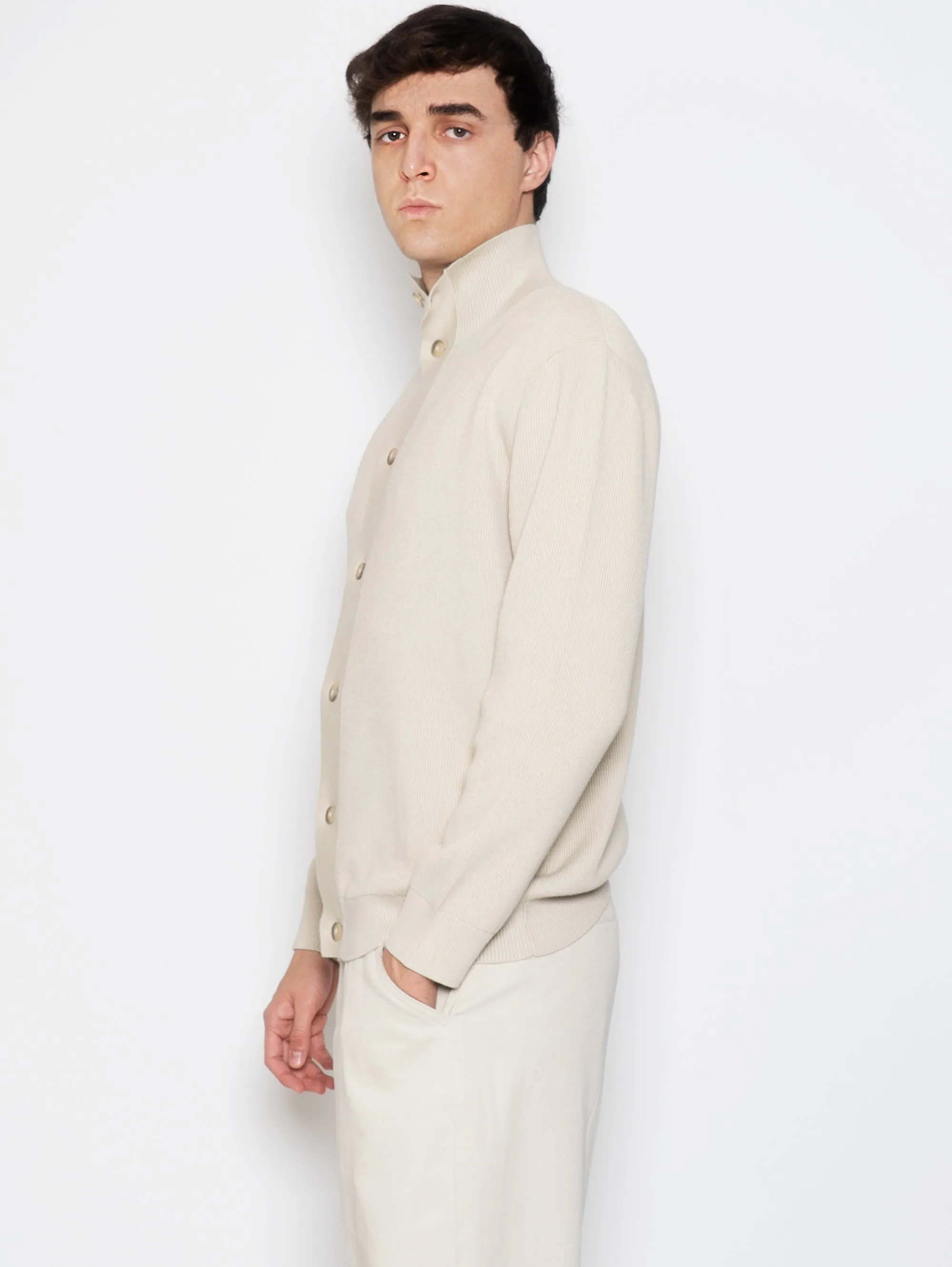 Cardigan a Coste Beige