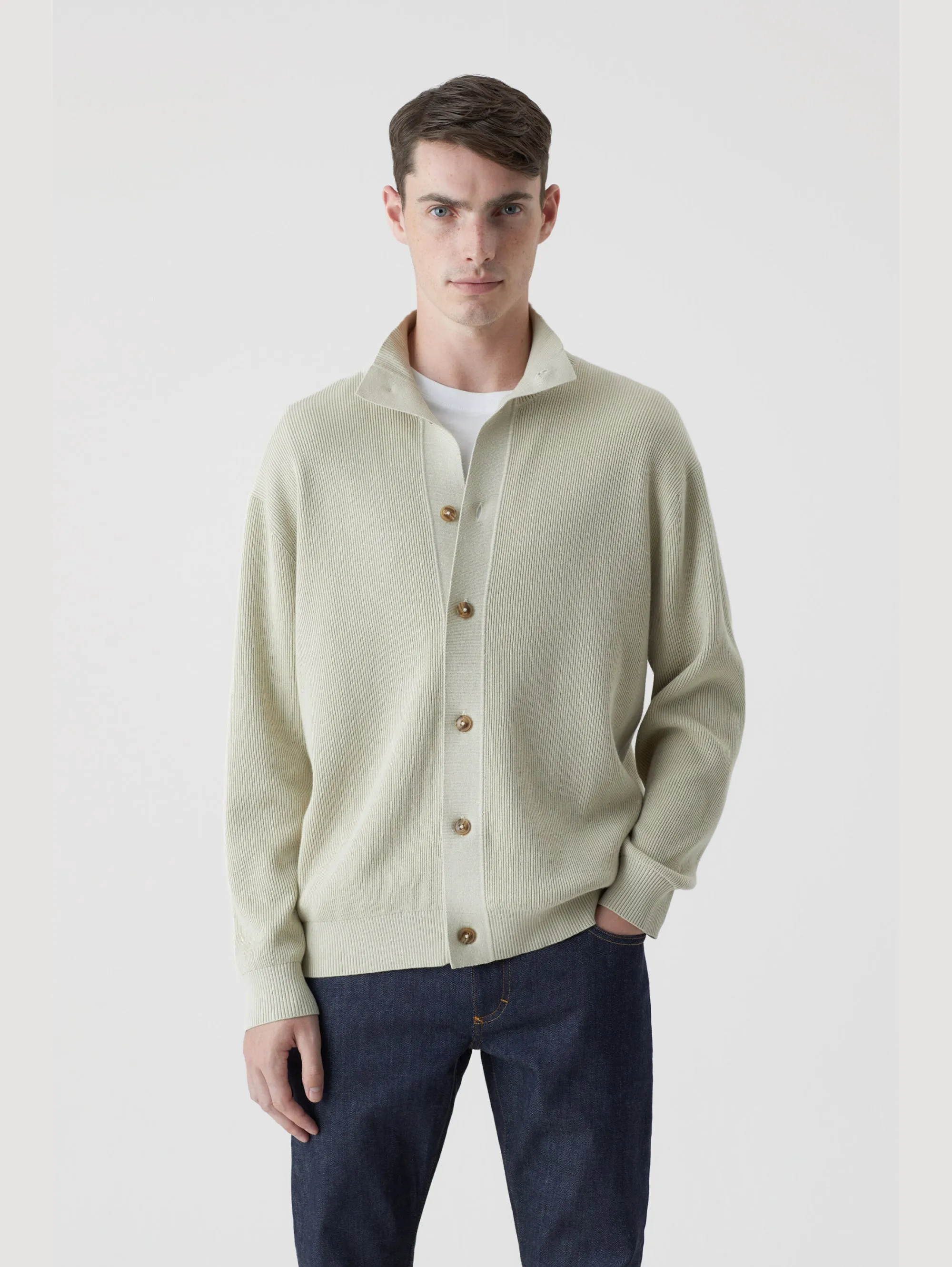 Cardigan a Coste Beige