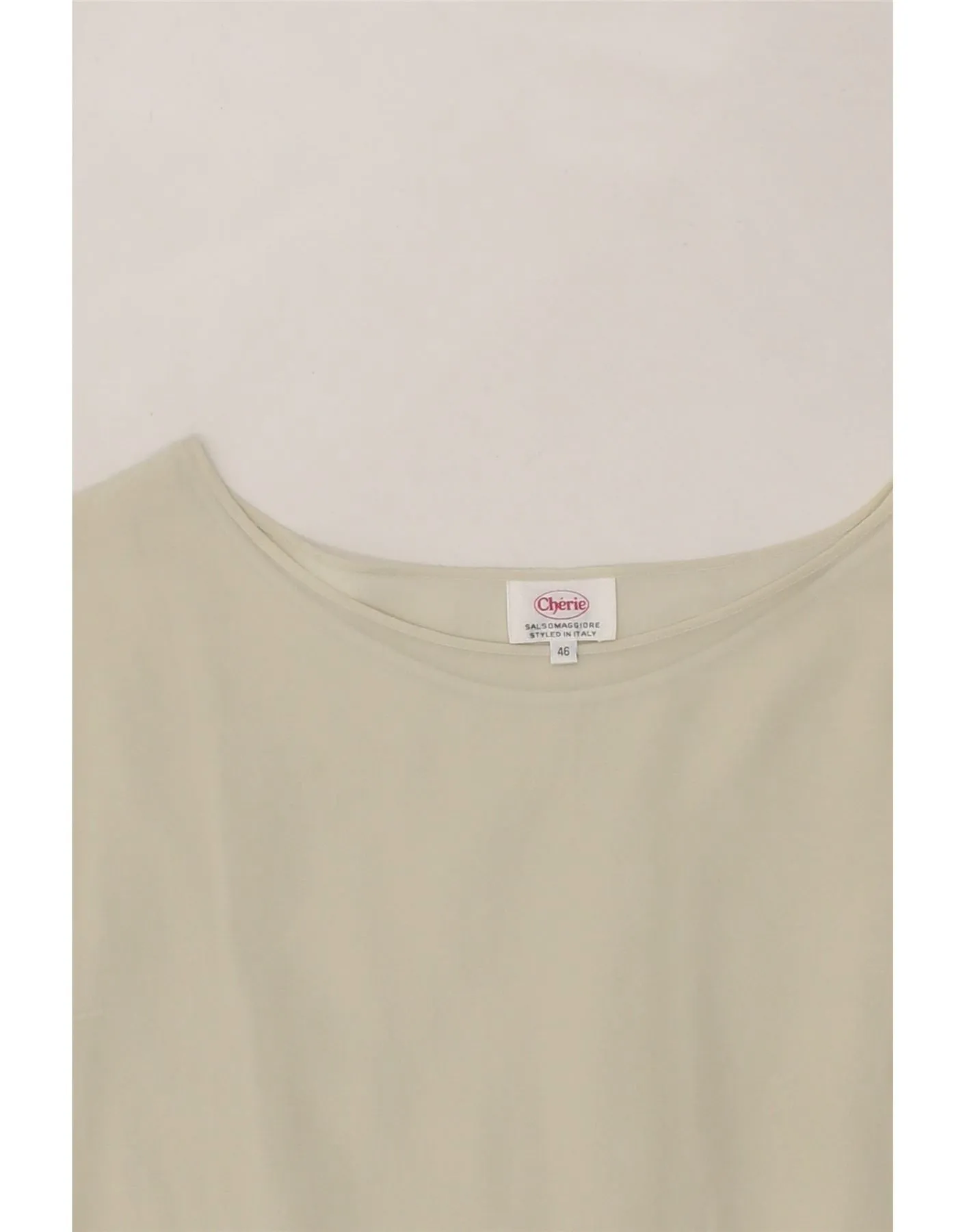 CHERIE Womens Crop Short Sleeve Blouse Top IT 46 Large Off White Silk