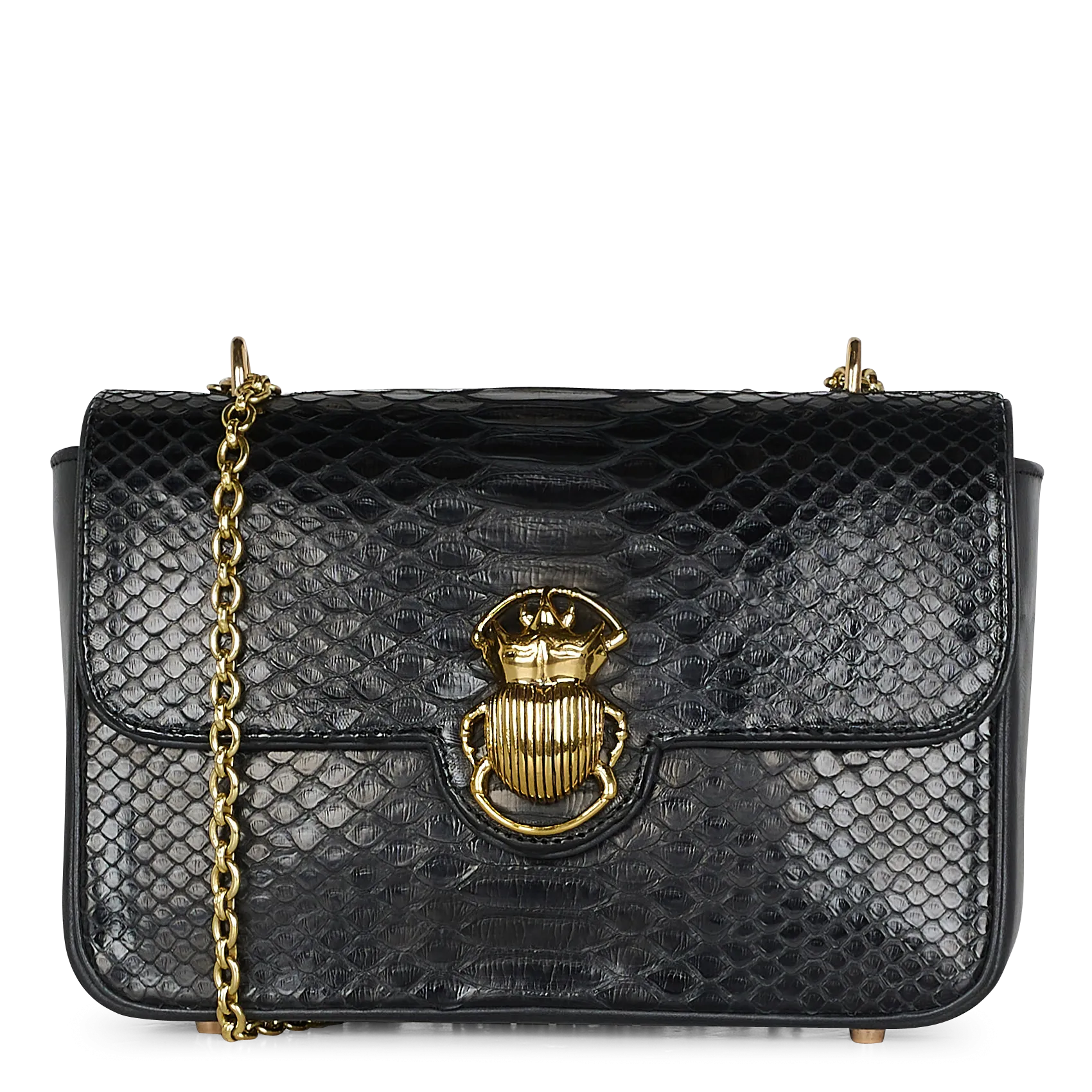  CLARIS VIROT   AVA - Borsa a spalla goffrata coccodrillo | Nero
