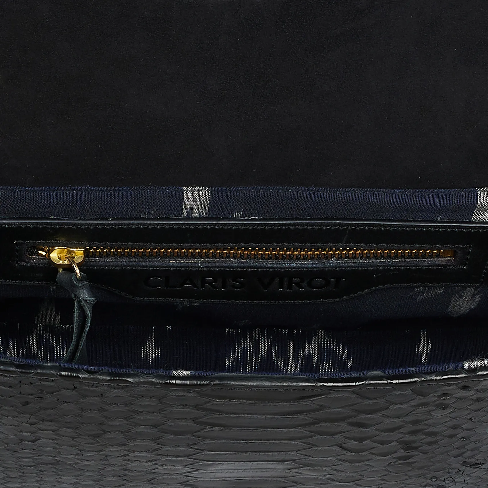 CLARIS VIROT   AVA - Borsa a spalla goffrata coccodrillo | Nero