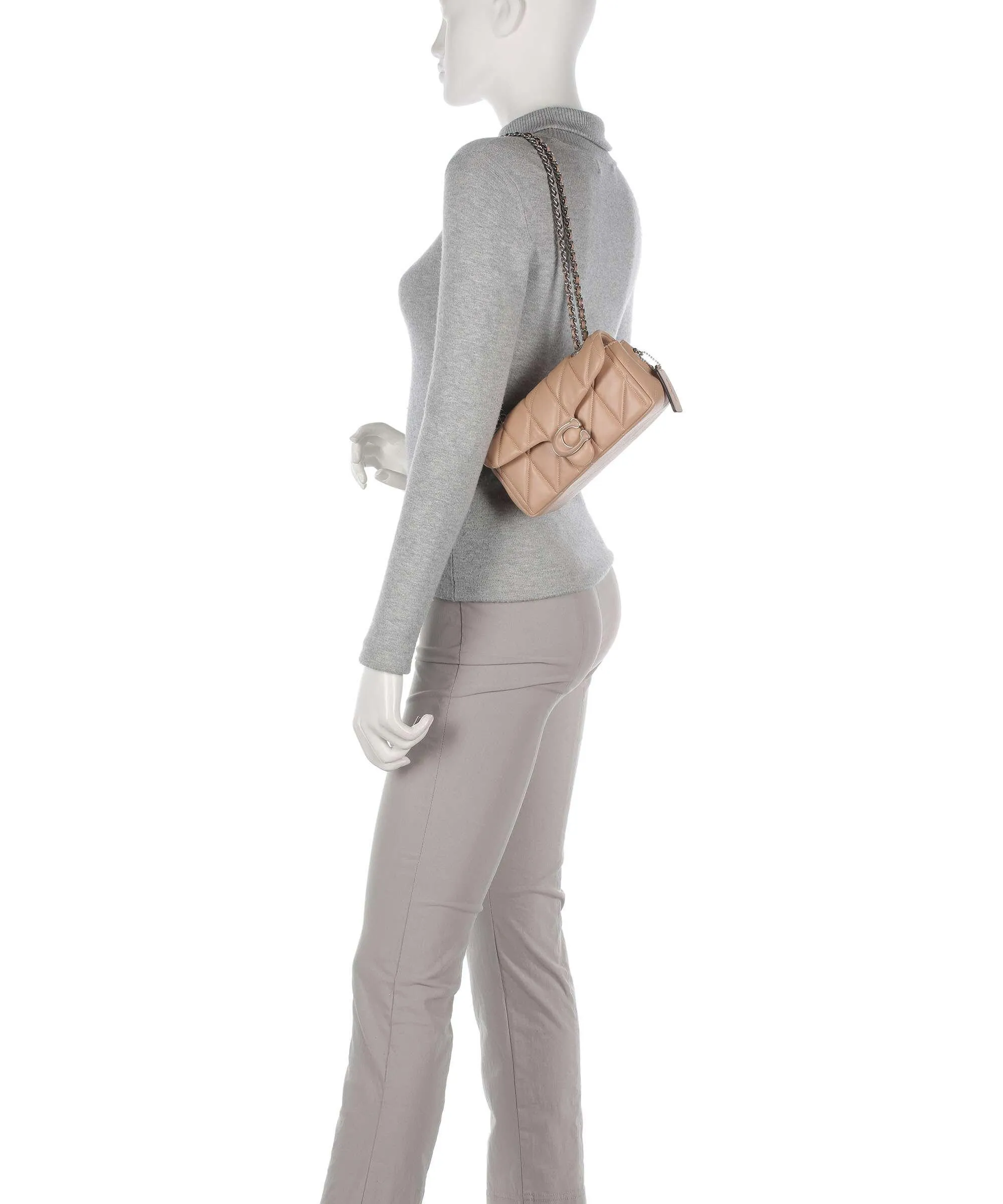  Coach Tabby 20 Borsa a spalla nappa pelle marrone chiaro  
