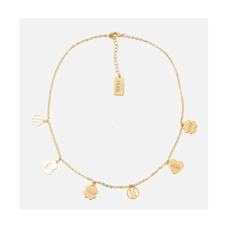 Collana con charms in ottone Oro Chiaro