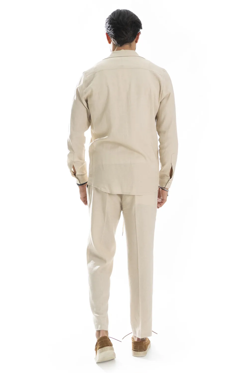 Coordinato Uomo Capri In Lino Camicia e Pantalone Art. Cd57