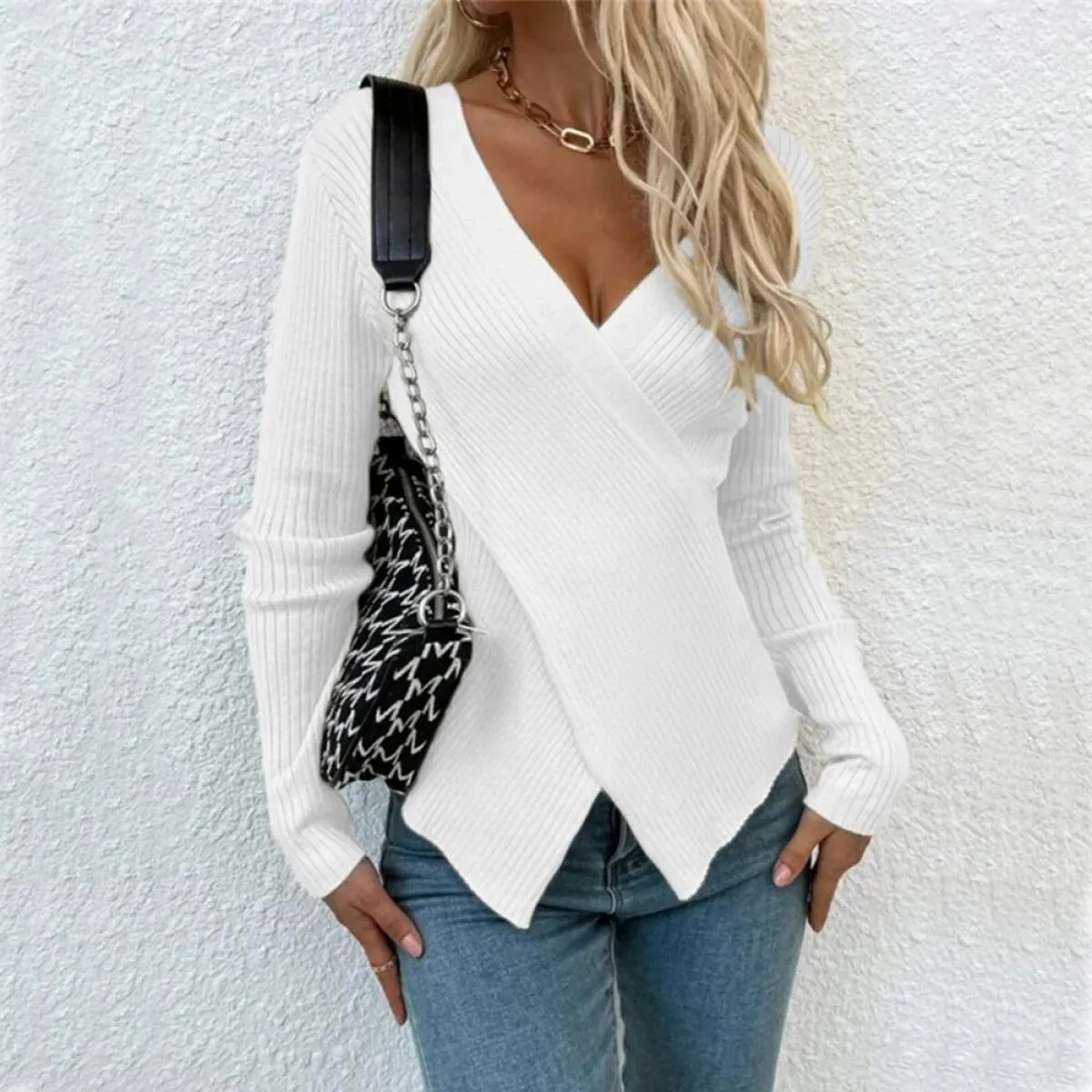 Crop Top per le donne 2024 Primavera Inverno Basic maglione lavorato a maglia Pullover T Shirt Tee Femal Abbigliamento Camic