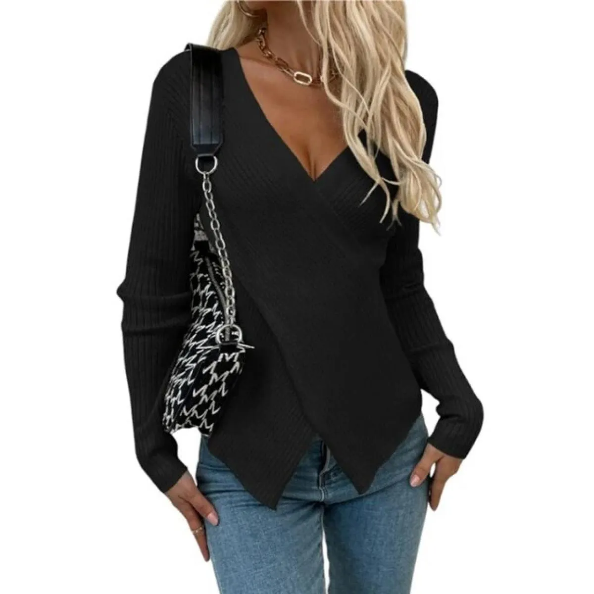 Crop Top per le donne 2024 Primavera Inverno Basic maglione lavorato a maglia Pullover T Shirt Tee Femal Abbigliamento Camic