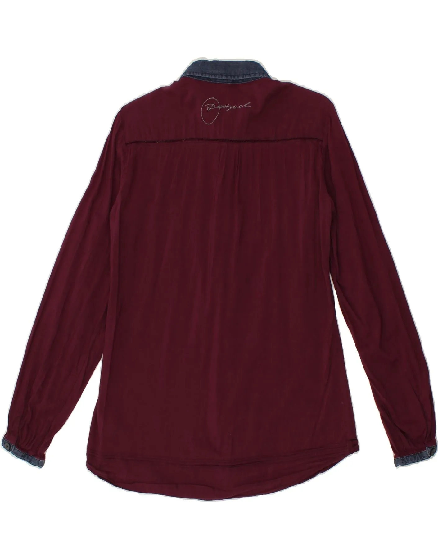 DESIGUAL Womens Shirt Blouse UK 6 XS Maroon Viscose