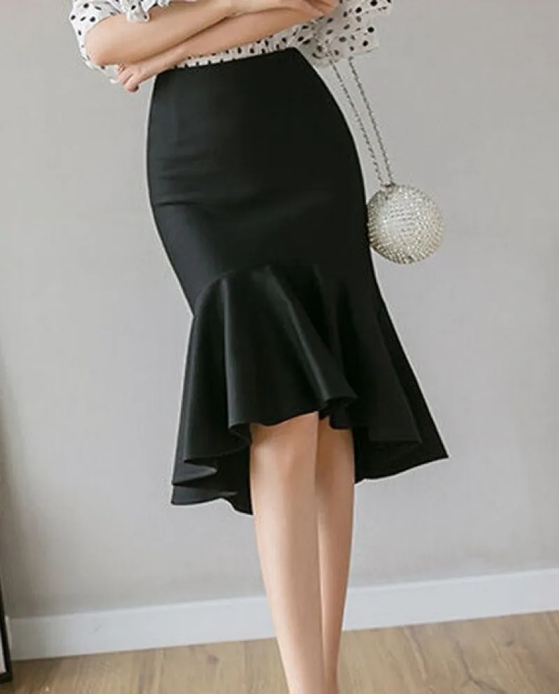 Elegante Moda Increspature Splicing Sirena Gonna 2022 Estate Nuova Signora Dellufficio Pendolarismo Tutto Fiammifero Asimmetric