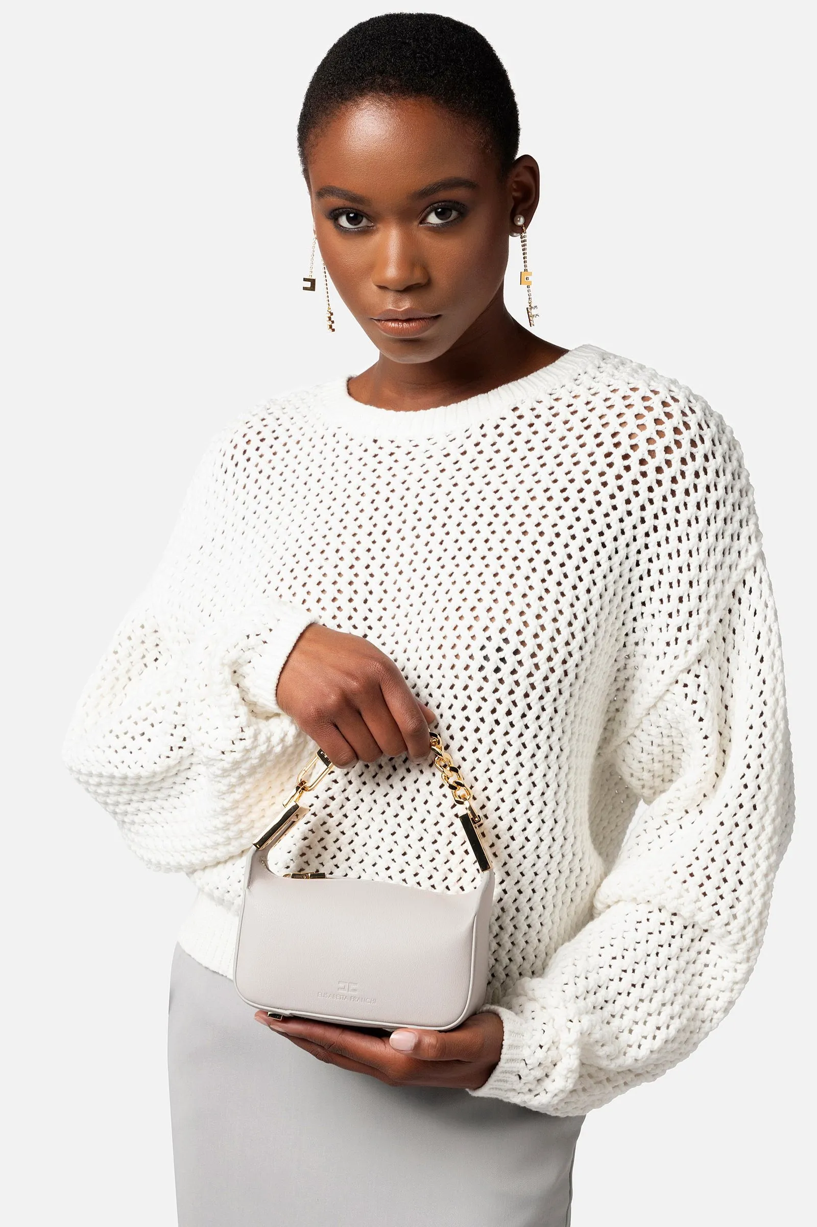ELISABETTA FRANCHI Camera bag con morsetto in metallo