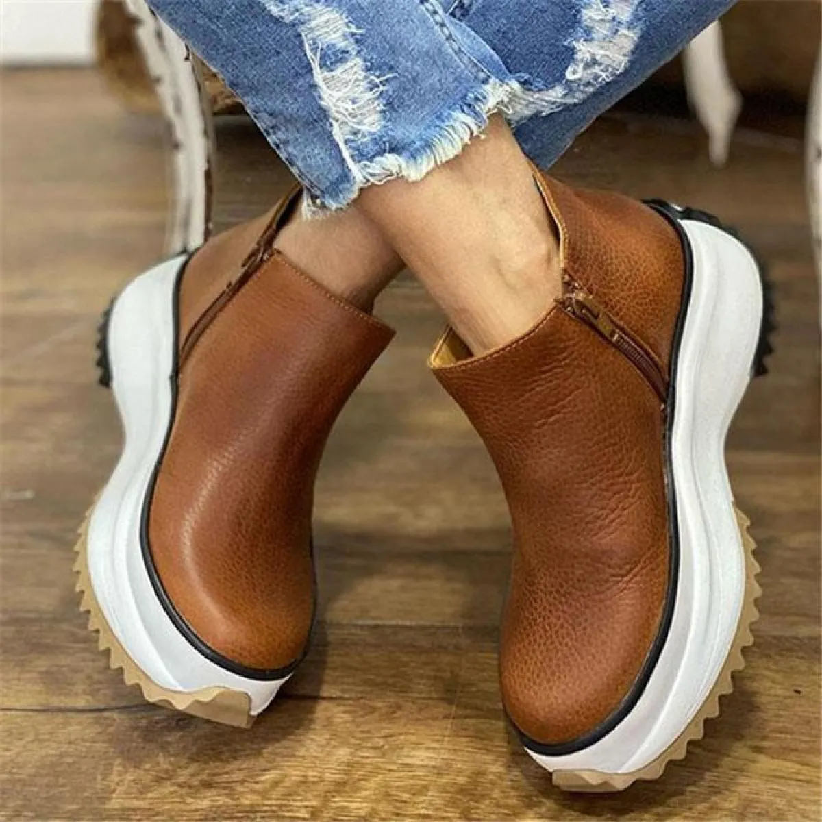 Europa Inverno Plus Size 43 Zeppe Stivali da donna Comodi stivaletti Scarpe Punta tonda Stringate e zip Addensare New Botas