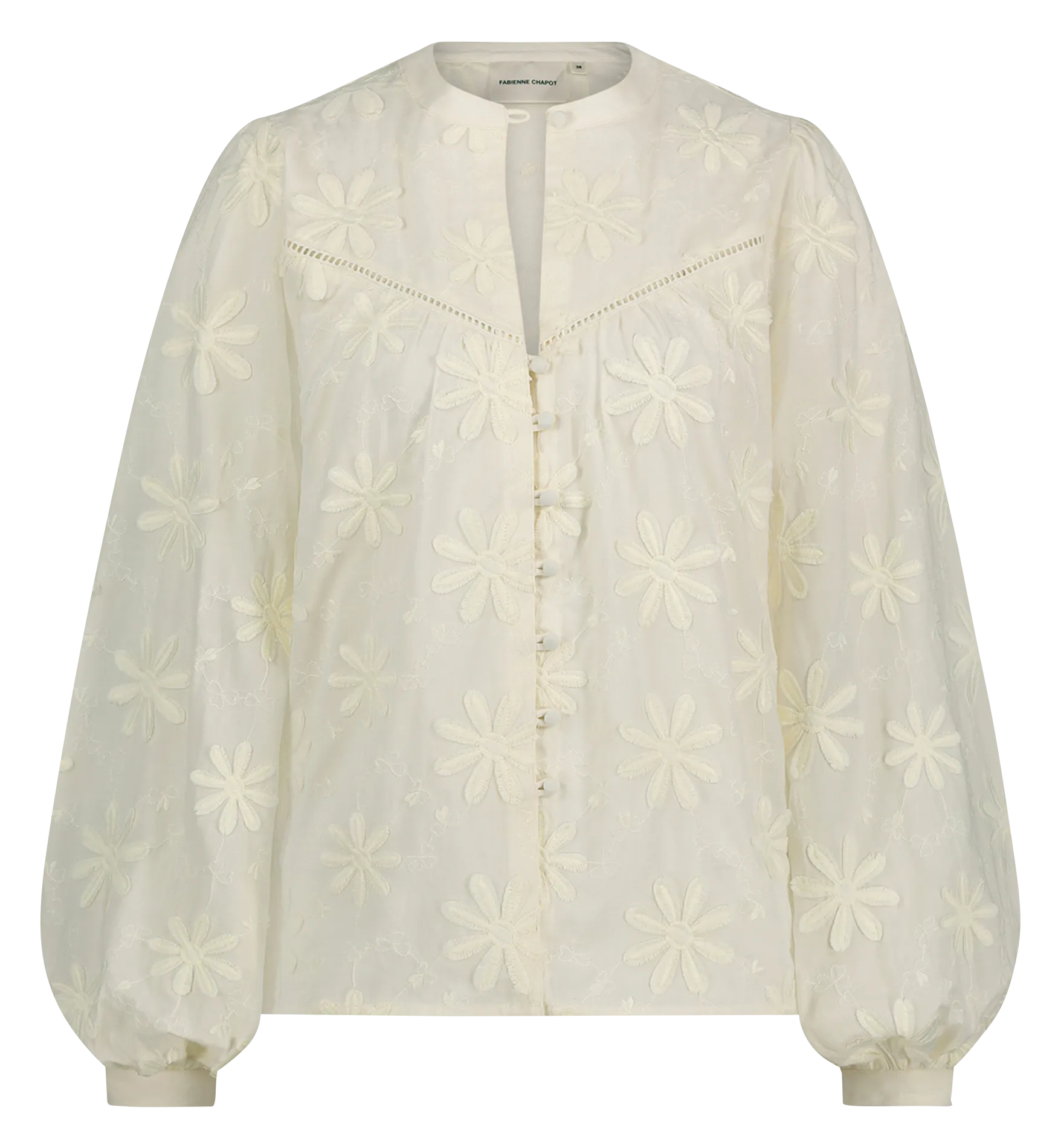  FABIENNE CHAPOT   FIORE - Camicia dritta ricamata in cotone | Bianco
