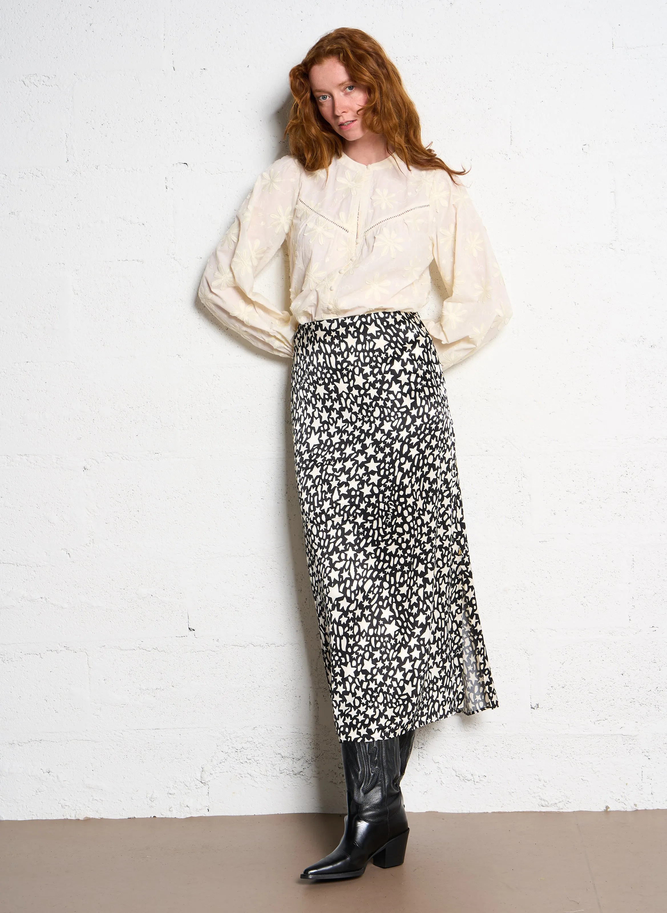  FABIENNE CHAPOT   FIORE - Camicia dritta ricamata in cotone | Bianco