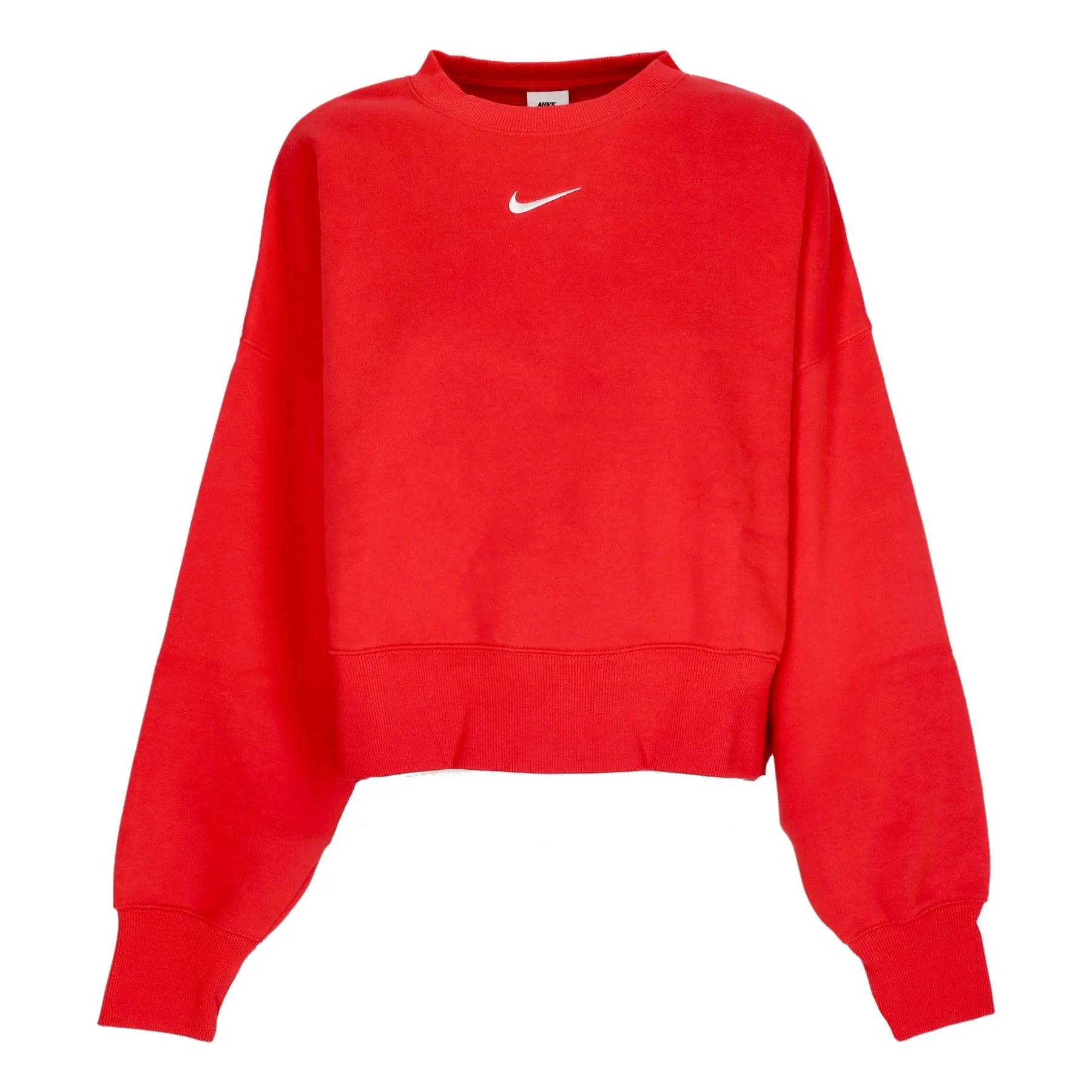 Felpa Girocollo Corta Donna W Sportswear Phoenix Fleece Over-oversized Crewneck University Red/sail