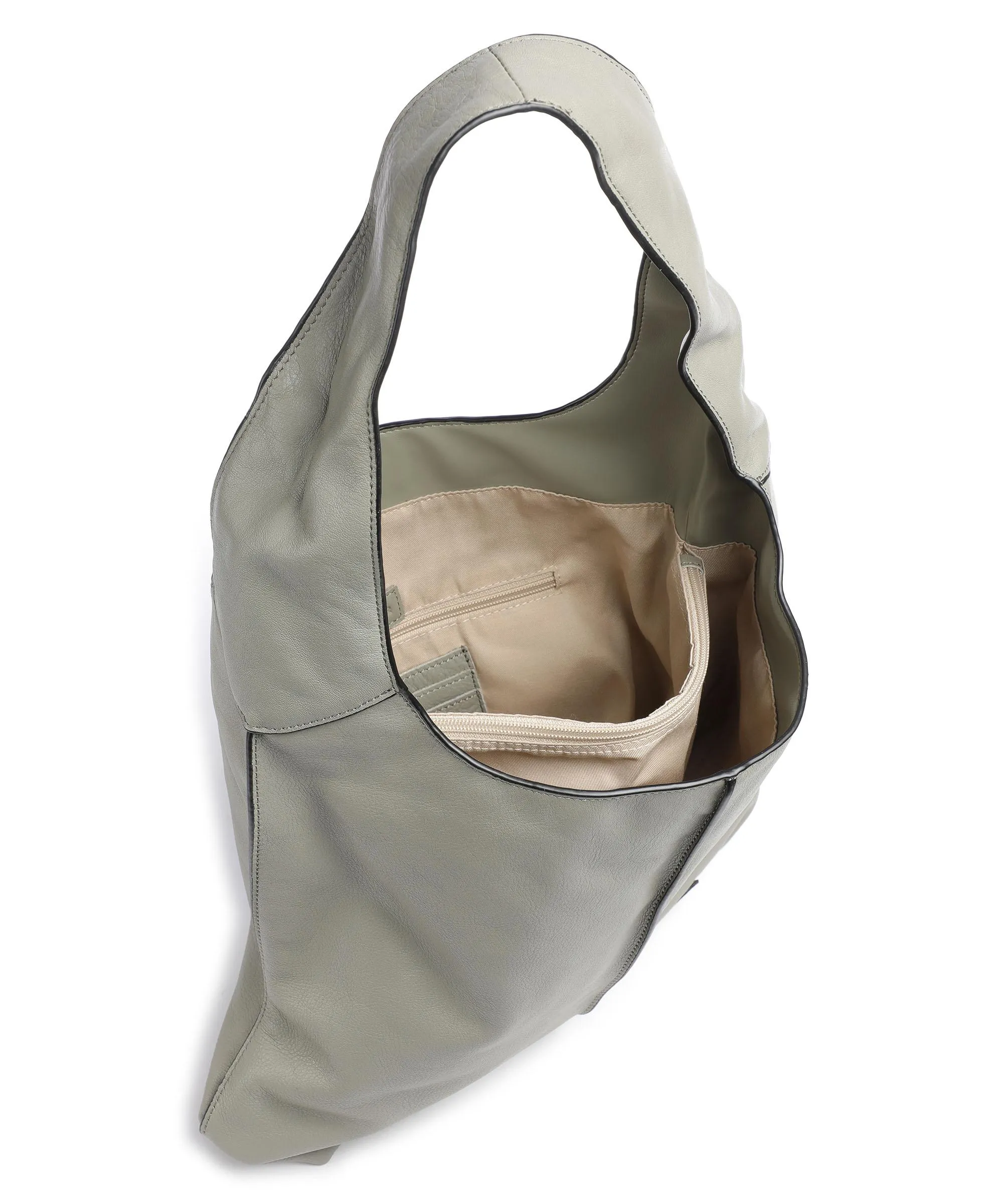  FredsBruder FB Borsa hobo pelle granulata grigio-verde  