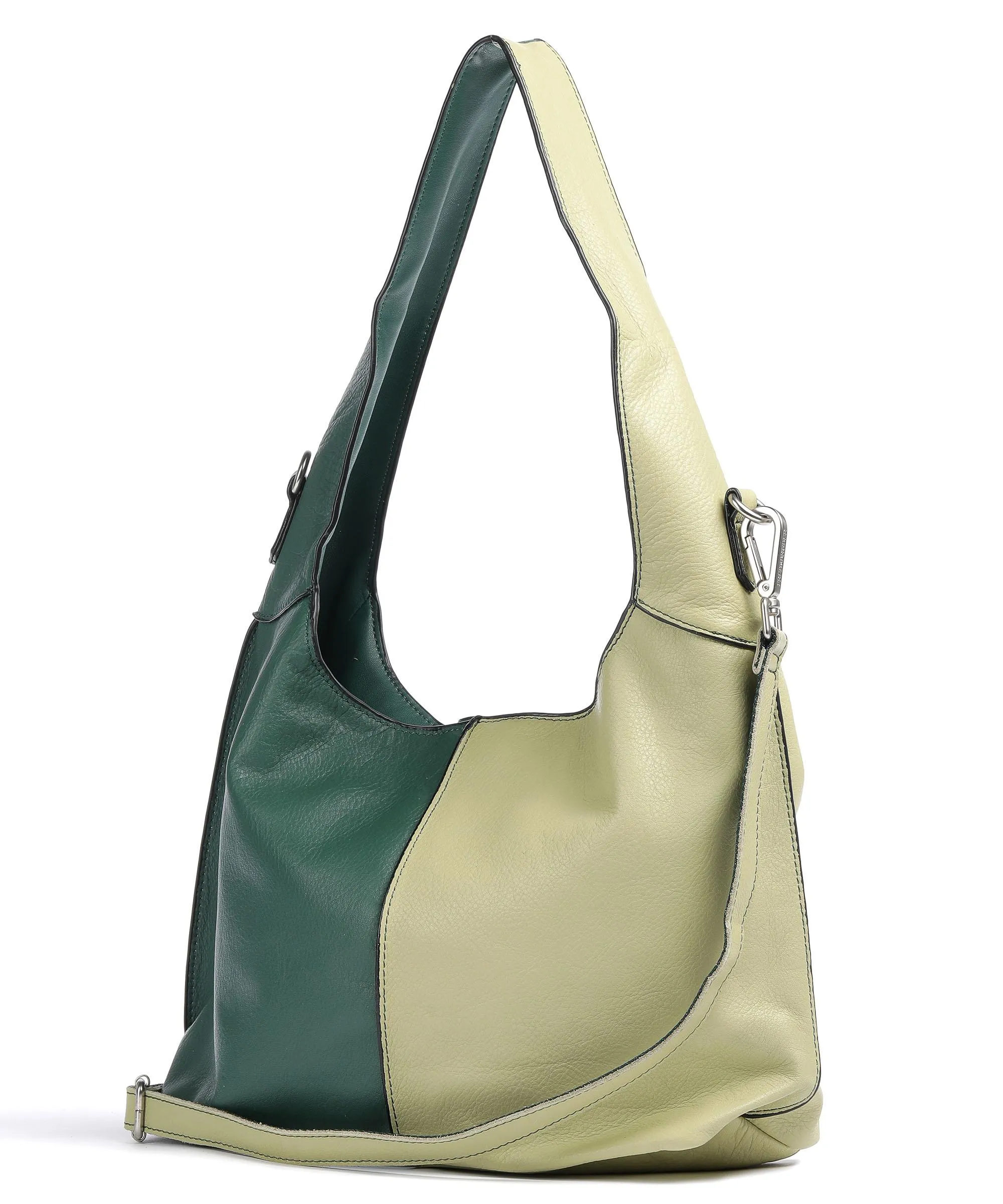  FredsBruder FB Borsa hobo pelle granulata verde  