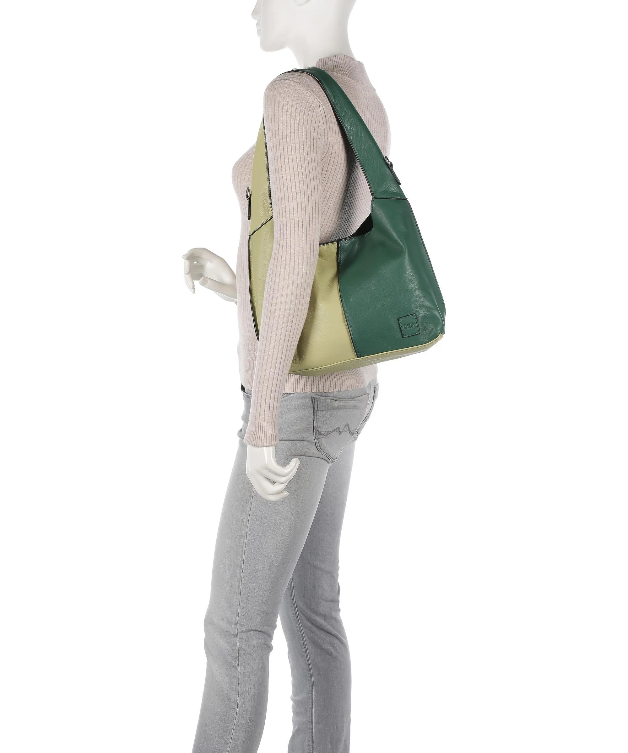 FredsBruder FB Borsa hobo pelle granulata verde  