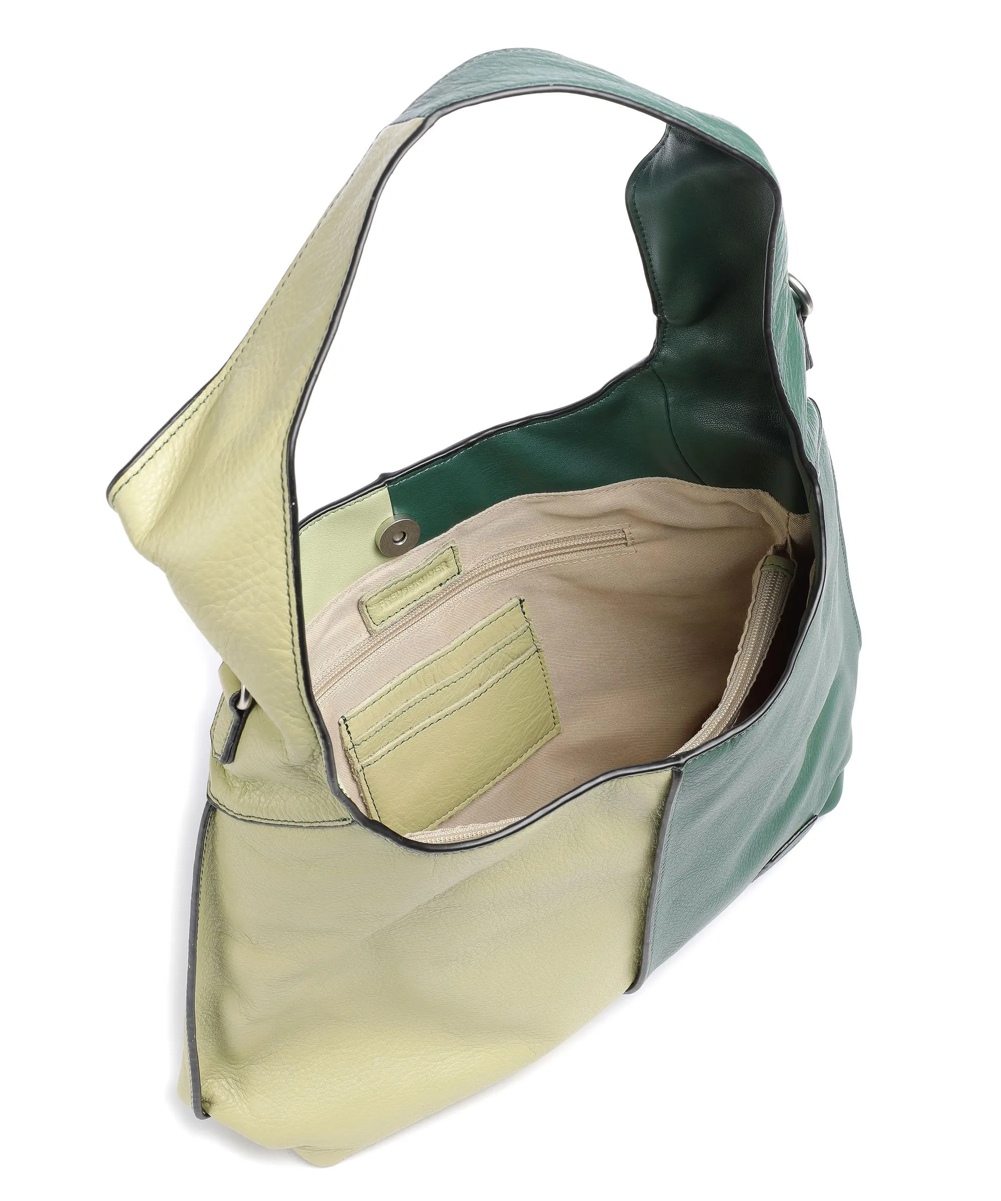  FredsBruder FB Borsa hobo pelle granulata verde  