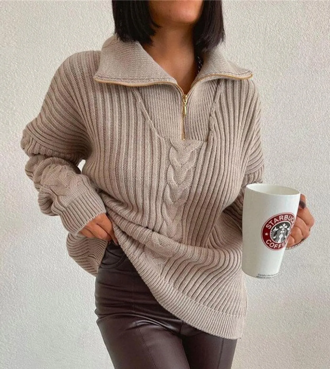 Gacvga Maglione a maniche lunghe a collo alto per donna Autunno Inverno Elegante pullover lavorato a maglia  Top oversize mon