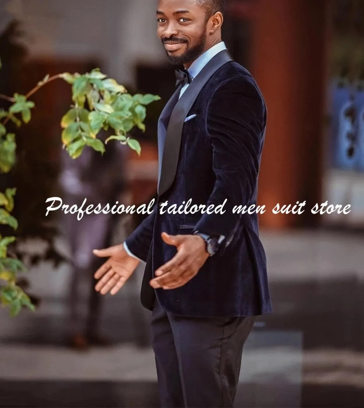 Giacca di velluto nero con pantaloni Abiti da sposa per sposo Scialle Risvolto One Button Costume Homme Blazer Tuxedo Slim Fit 2