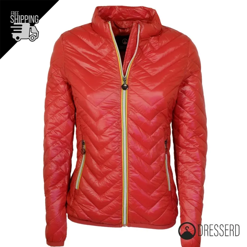 Giubbotto Donna Dresserd Piumino Leggero Giubbotti Zip Colorata Slim Fit