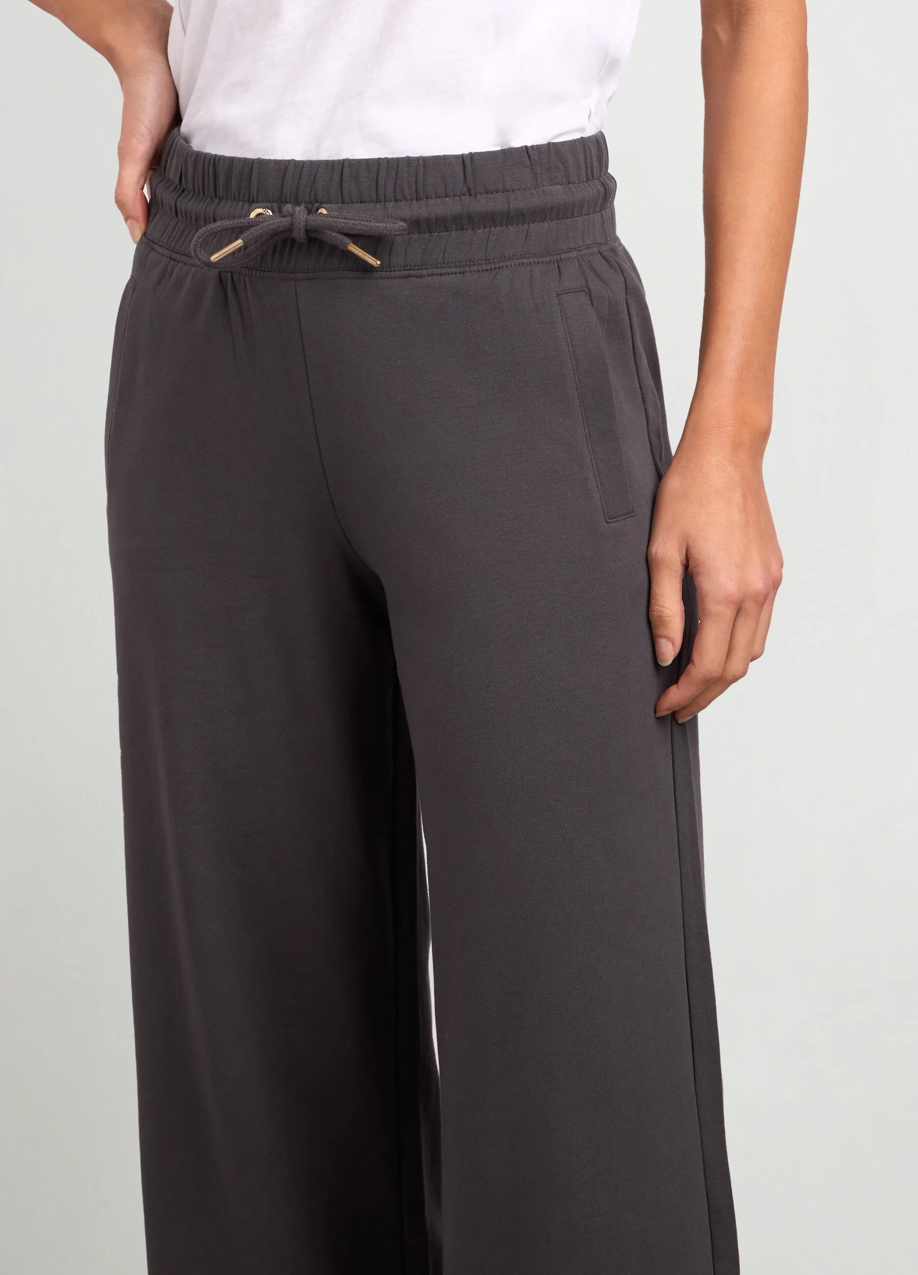 HOLISTIC  Joggers wide leg in felpa di cotone stretch donna