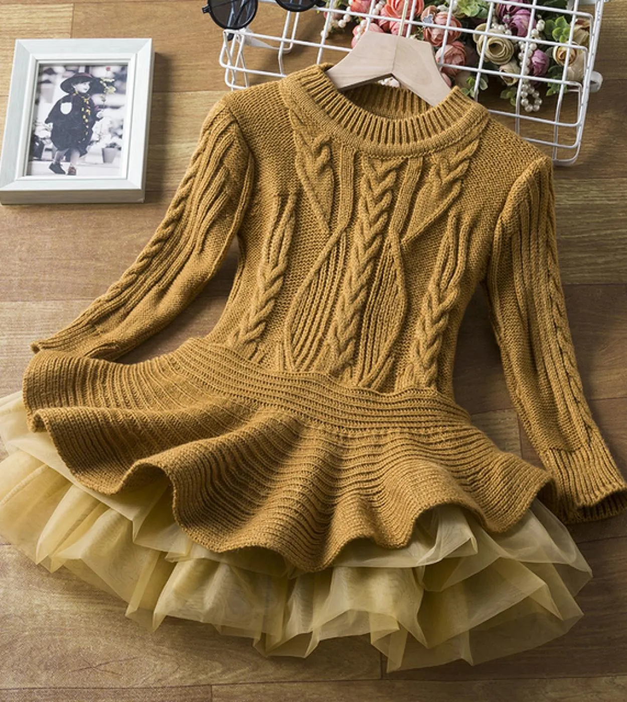 Inverno caldo ragazza vestito lavorato a maglia torta natalizia rossa costume in tulle 3 8t maglione per bambini abiti da comple