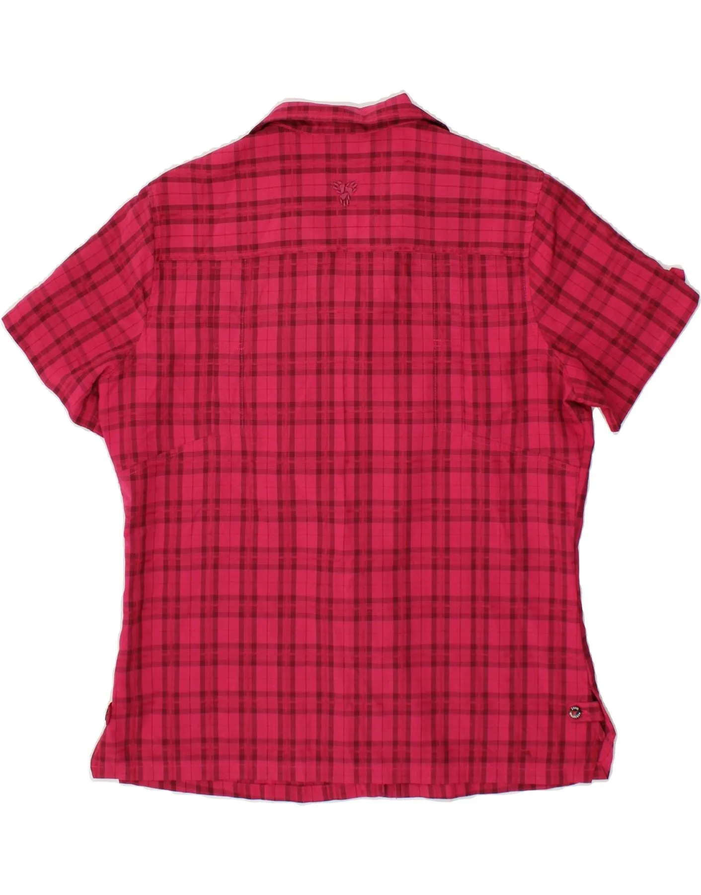 JACK WOLFSKIN Womens Short Sleeve Shirt Blouse UK 16 Large Pink Check