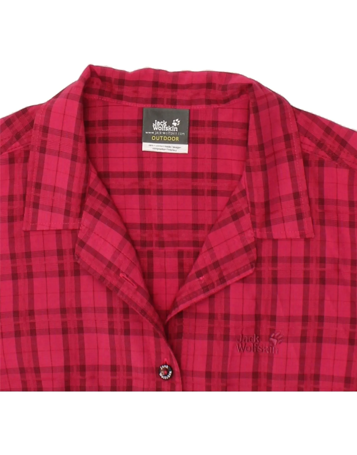 JACK WOLFSKIN Womens Short Sleeve Shirt Blouse UK 16 Large Pink Check