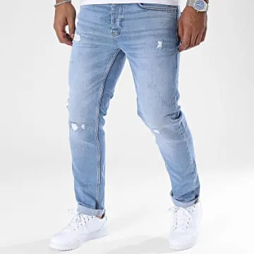 Jeans slim con lavaggio blu