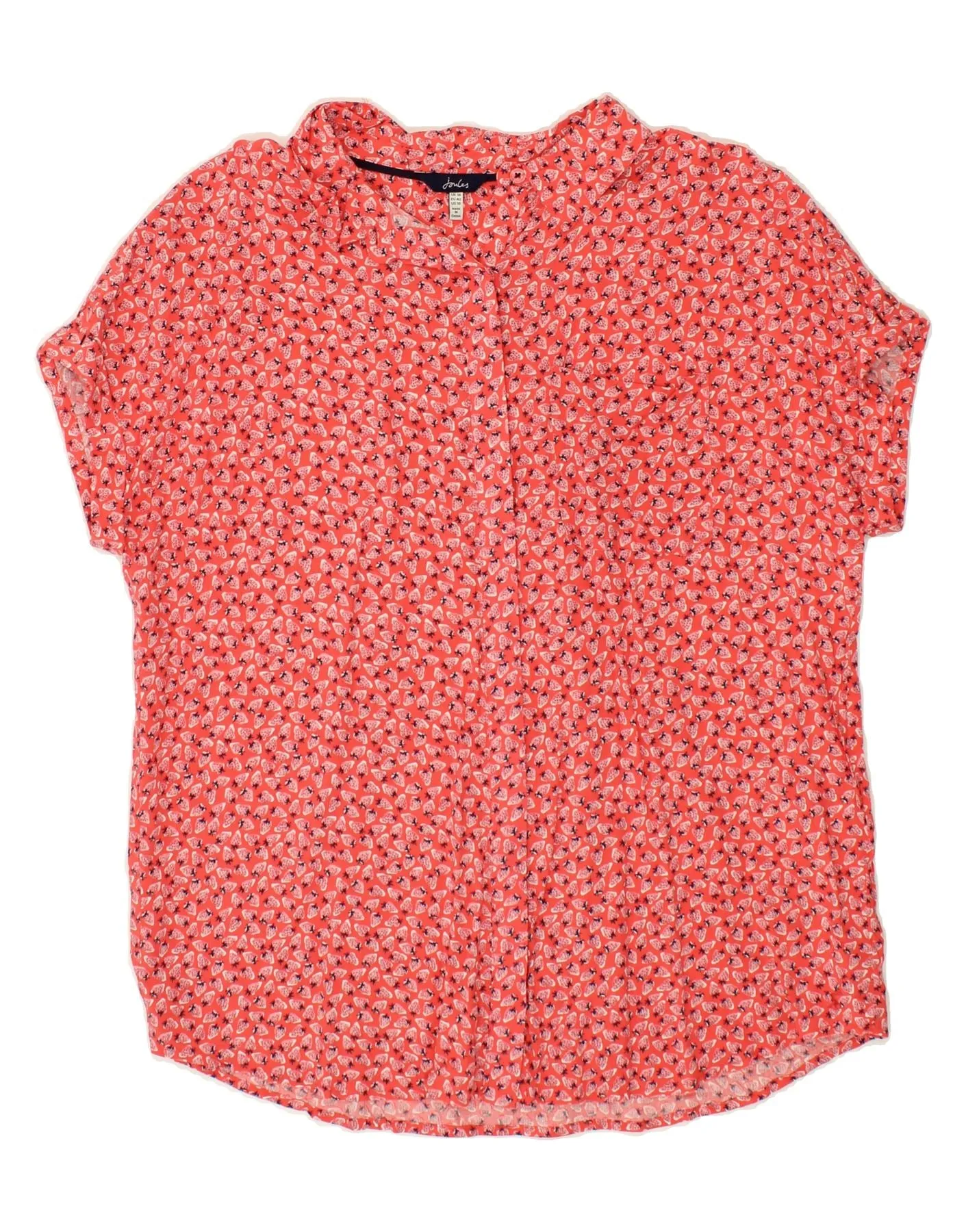 JULES Womens Abstract Pattern Short Sleeve Shirt Blouse UK 14 Large Red