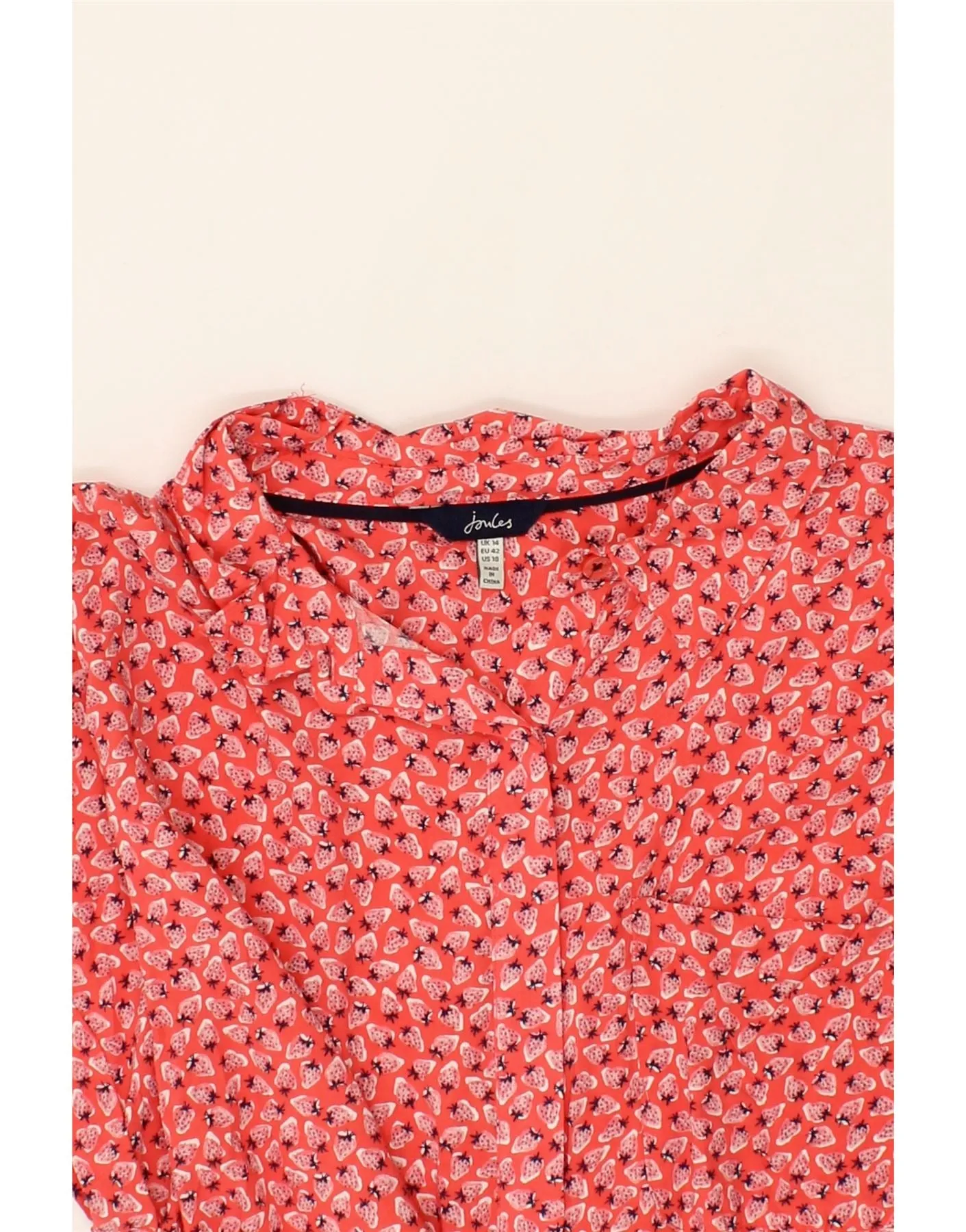 JULES Womens Abstract Pattern Short Sleeve Shirt Blouse UK 14 Large Red