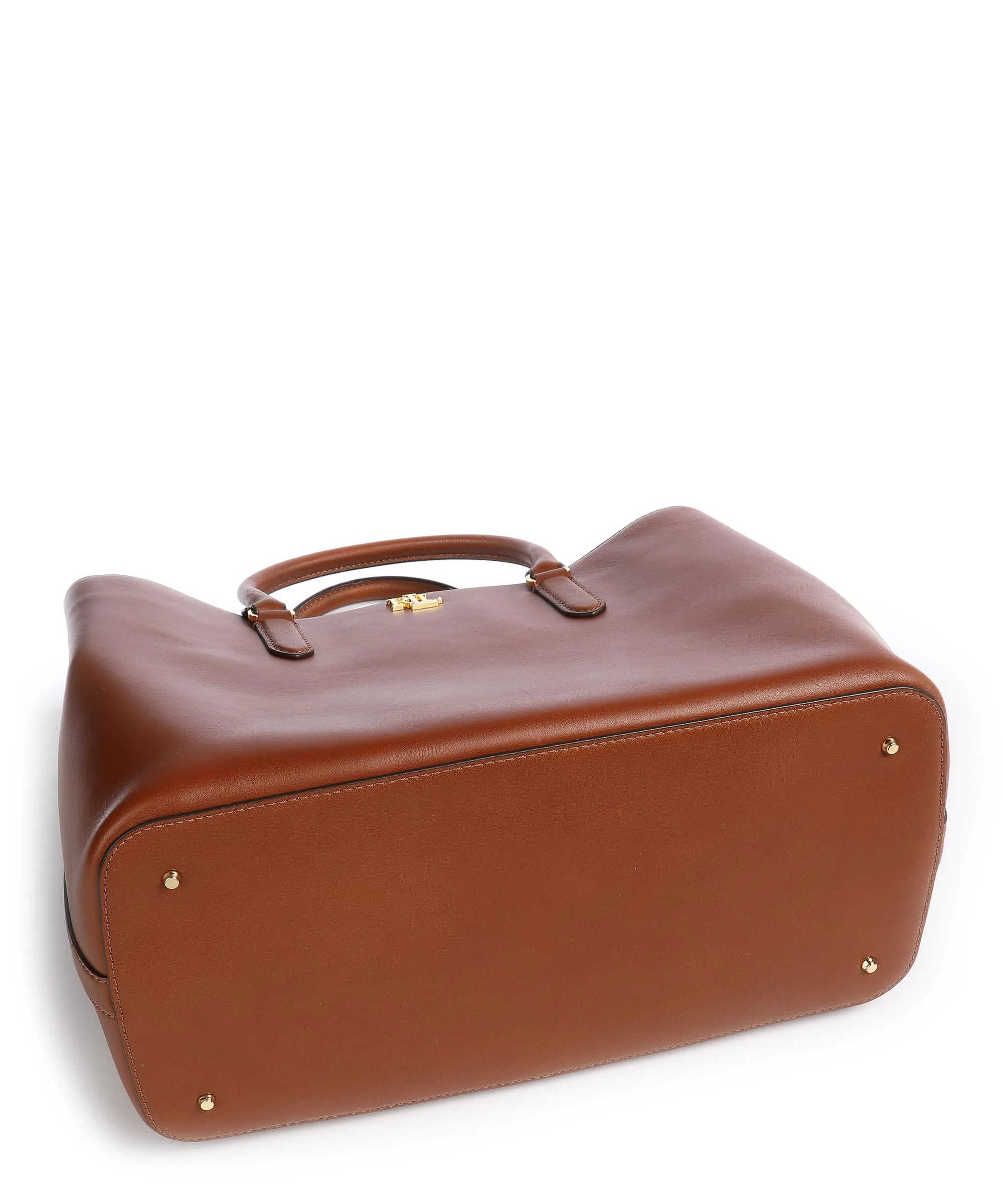  Lauren Ralph Lauren Marcy 36 Borsa a mano pelle di vacchetta finemente grana tan  