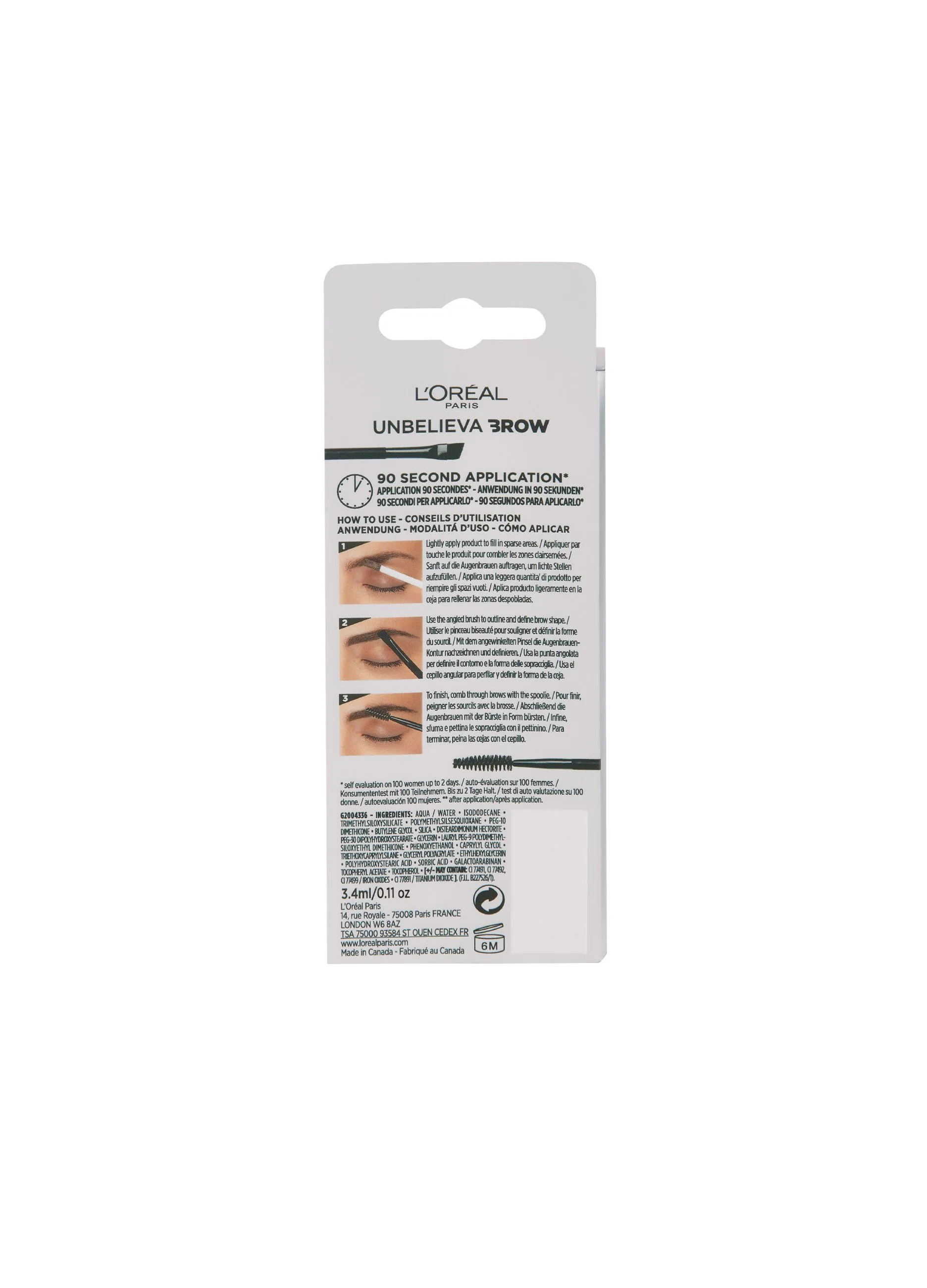 L'OREAL  L'Oréal Paris Unbelievabrow, Gel per Sopracciglia a Lunga Tenuta Waterproof, Colore: Warm Blonde (103), 3,4 ml.