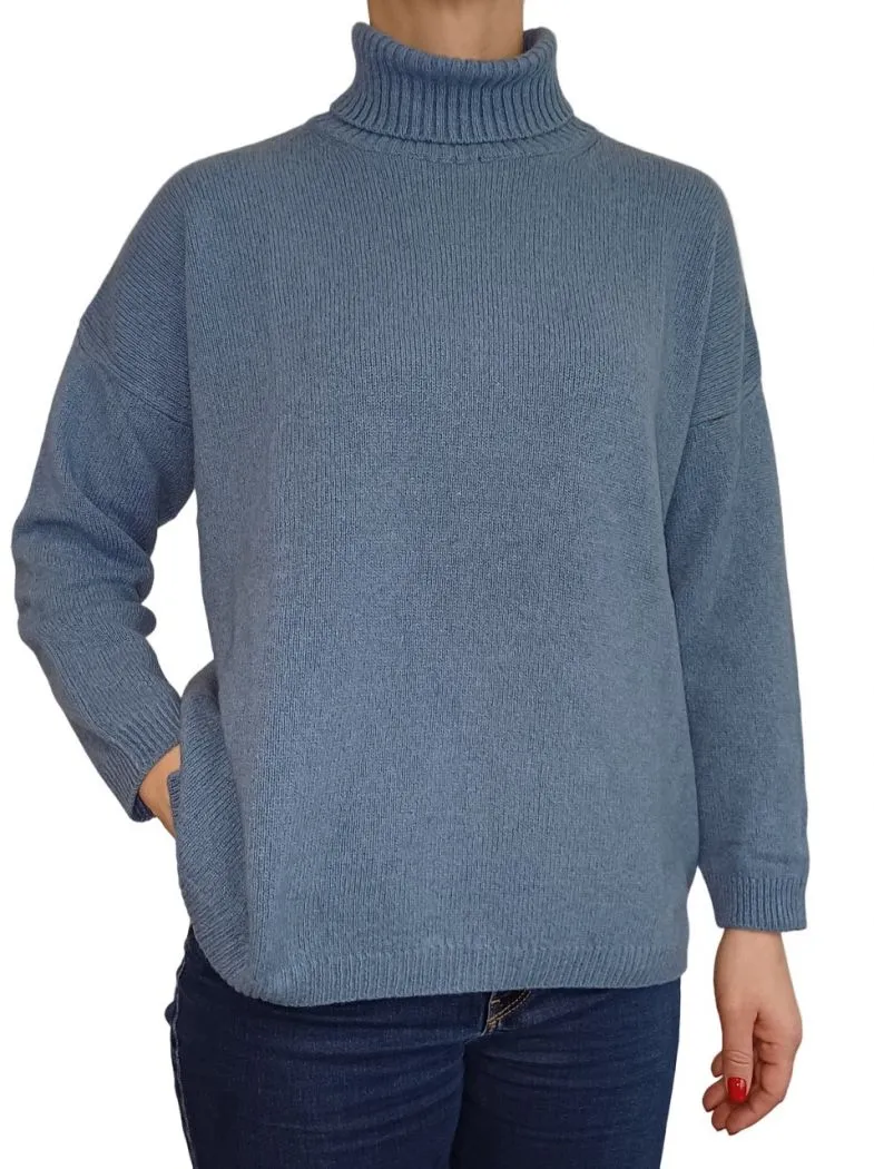 Maglia Donna Over Collo Alto Cashmere Rigenerato