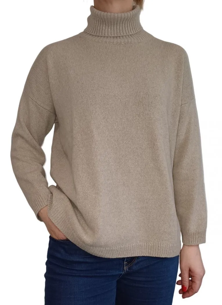 Maglia Donna Over Collo Alto Cashmere Rigenerato