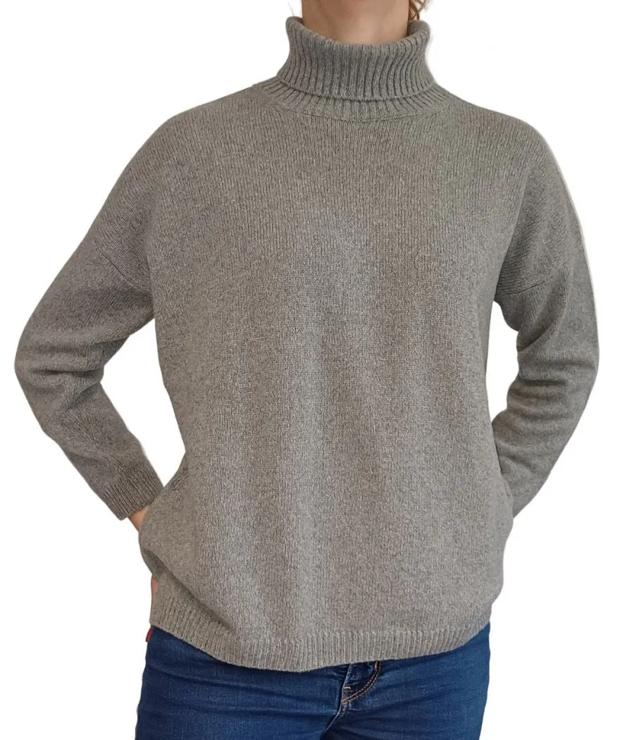 Maglia Donna Over Collo Alto Cashmere Rigenerato