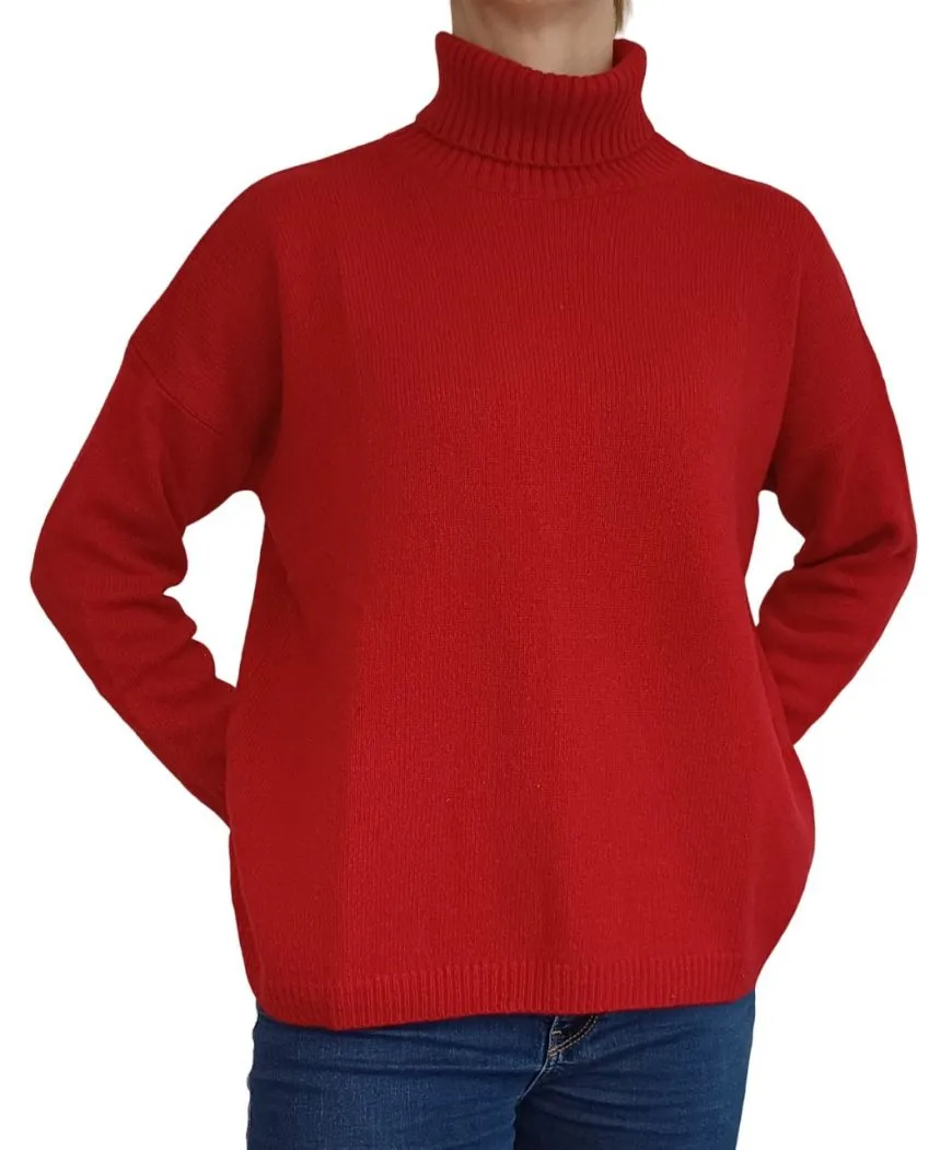 Maglia Donna Over Collo Alto Cashmere Rigenerato