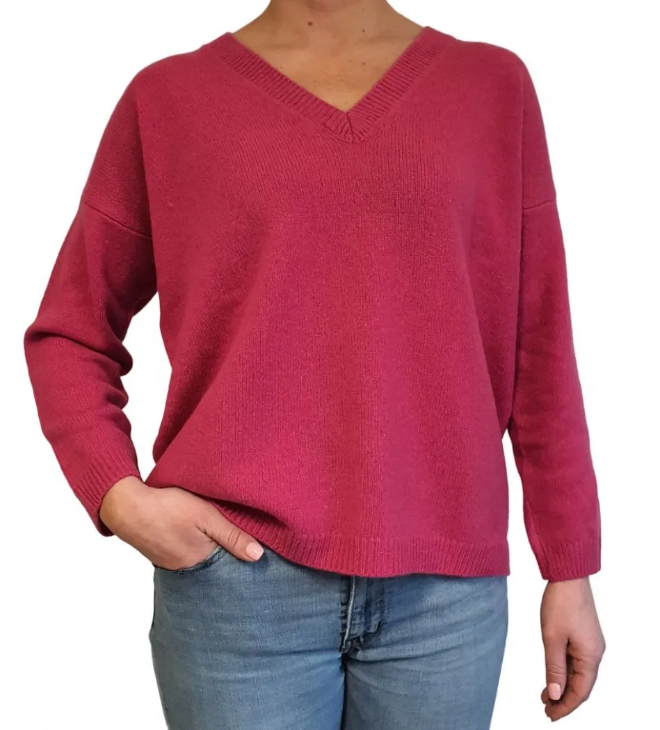 Maglia Donna Over Scollo a V Cashmere Rigenerato