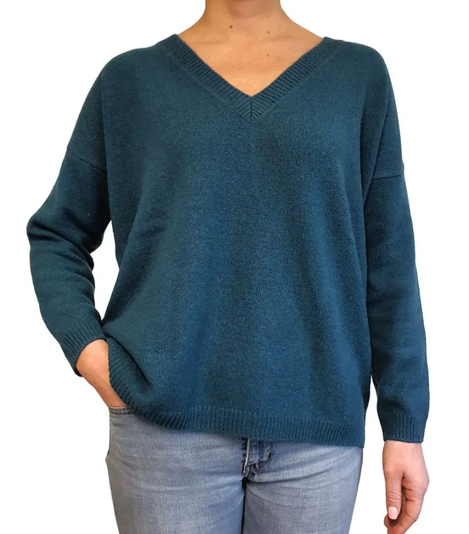 Maglia Donna Over Scollo a V Cashmere Rigenerato