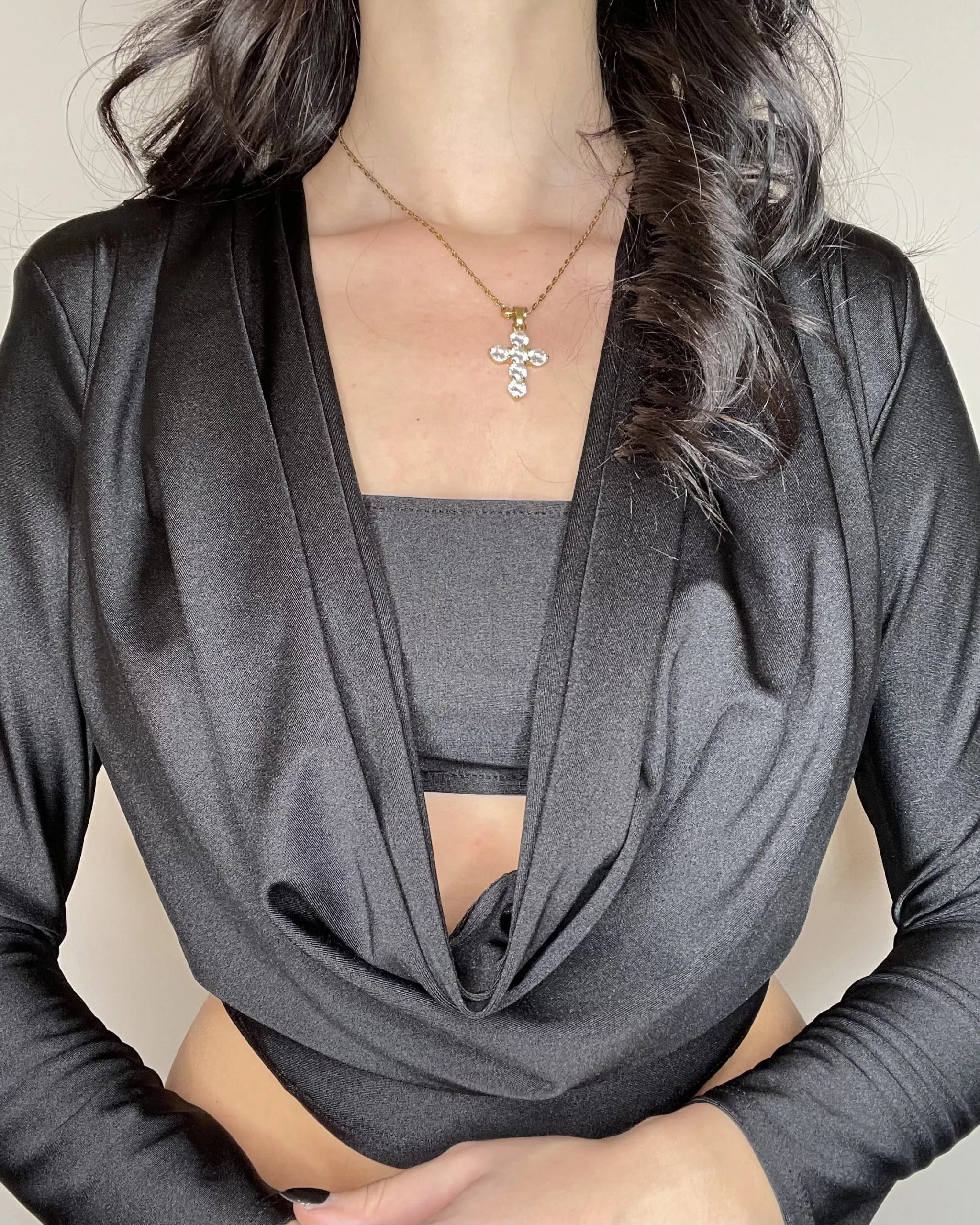 Maglia drappeggiata - NERA