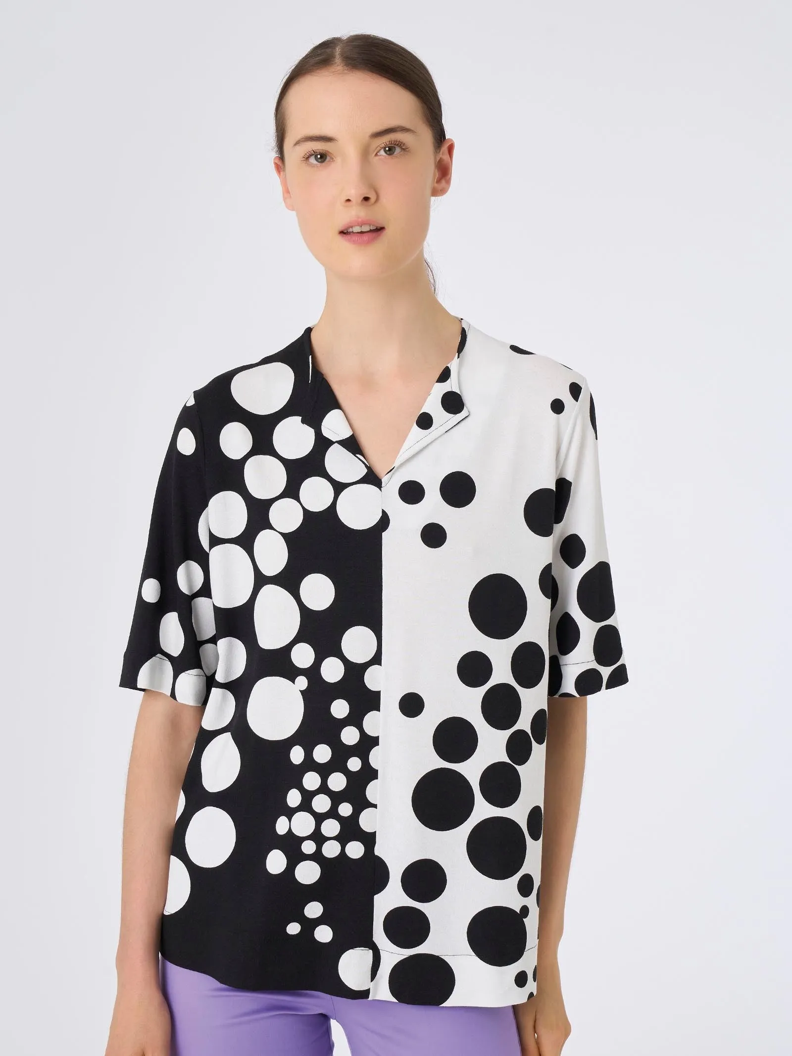 Maglietta oversize in Crêpe di viscosa - Fant.Nero