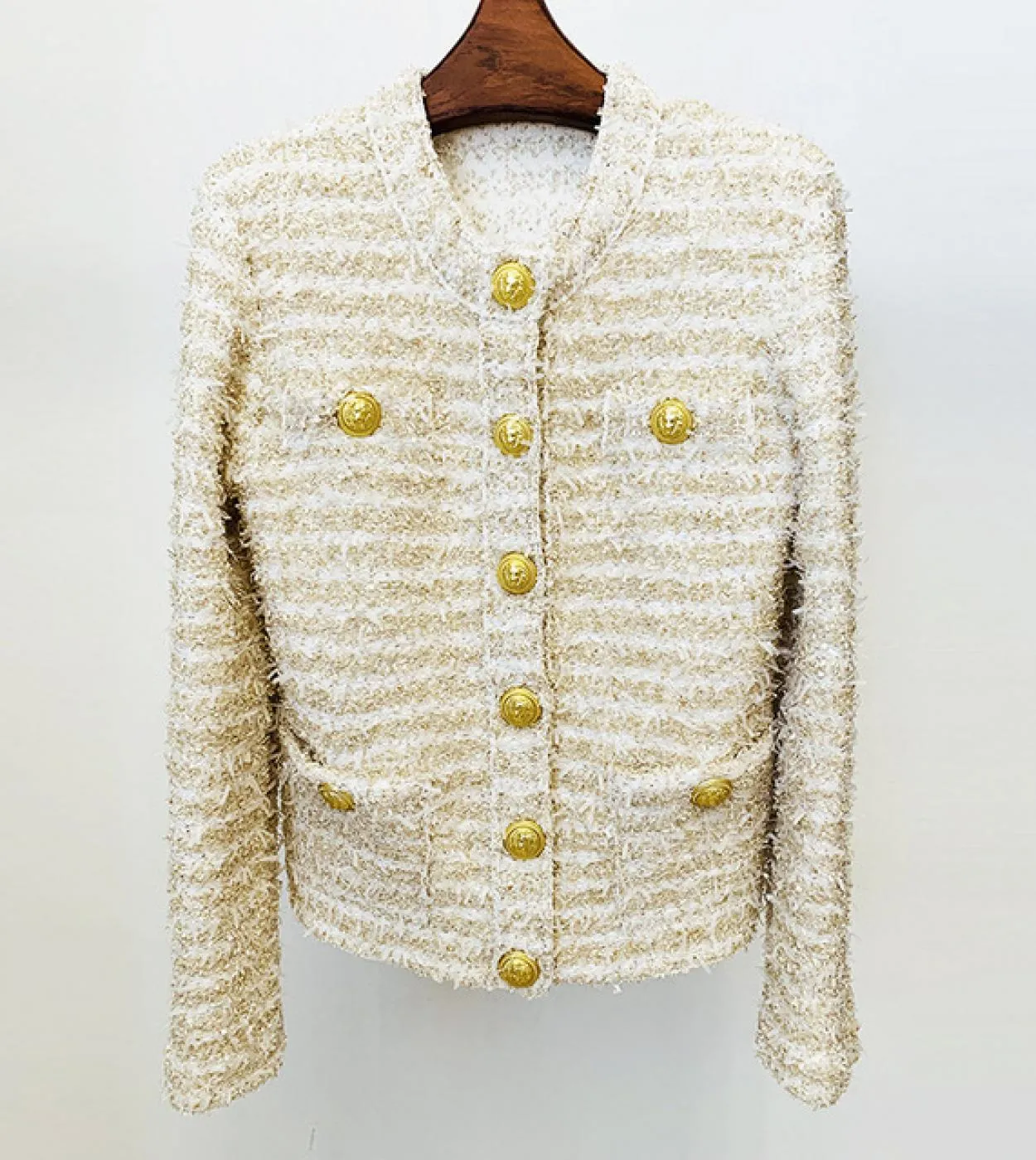Maglione cardigan abito da donna nuova giacca firmata donna autunno inverno bottoni leone doro giacche lavorate a maglia a righ