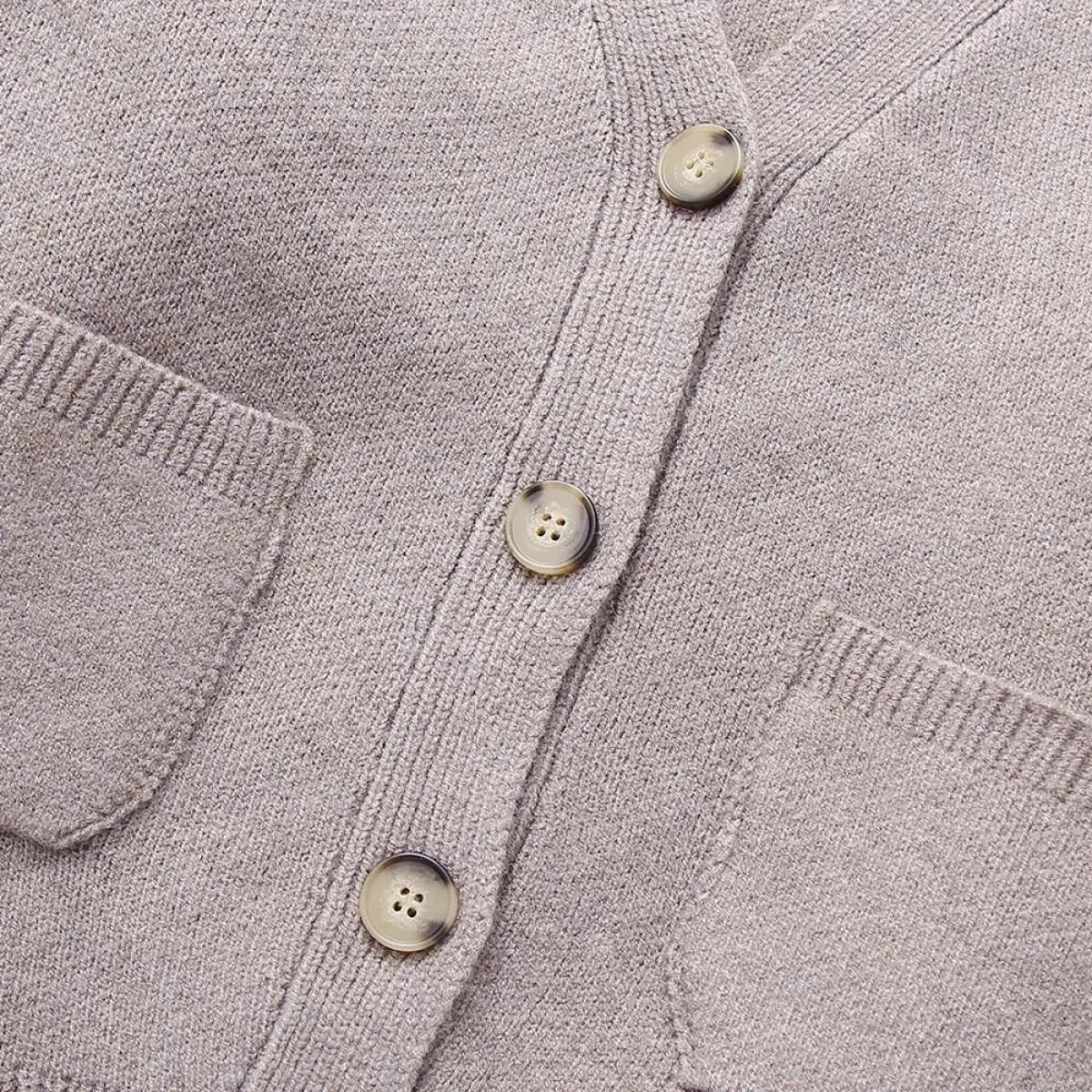 Maglione da donna in tinta unita con scollo a V, tasca monopetto, cardigan a maniche lunghe, trapuntato, trapuntato, lavorato a