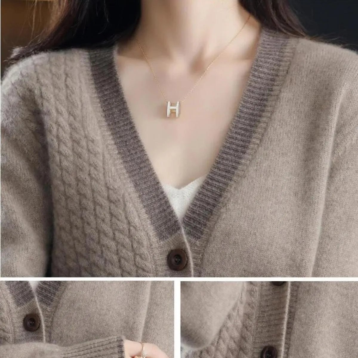 Maglione da donna primaverile Moda Cappotti casual Cardigan femminile Manica lunga Giacca con scollo a V Top lavorato a maglia