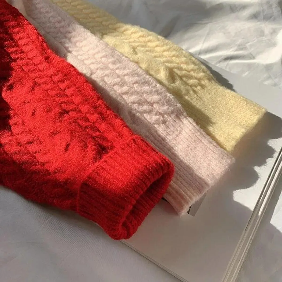 Maglione lavorato a maglia rosso natalizio girocollo a maniche lunghe Pullover di alta qualità elegante caldo e unico Top retrò