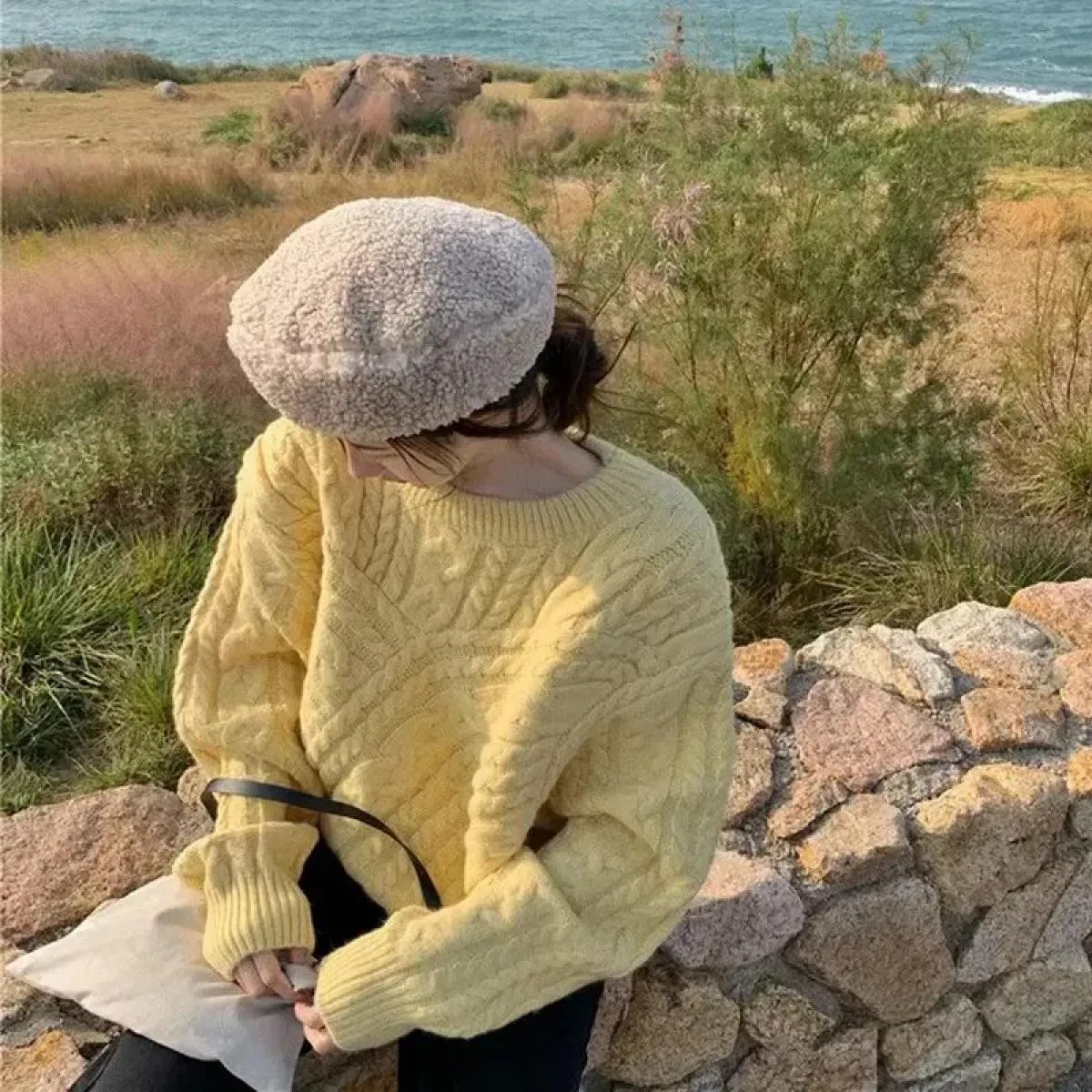 Maglione lavorato a maglia rosso natalizio girocollo a maniche lunghe Pullover di alta qualità elegante caldo e unico Top retrò