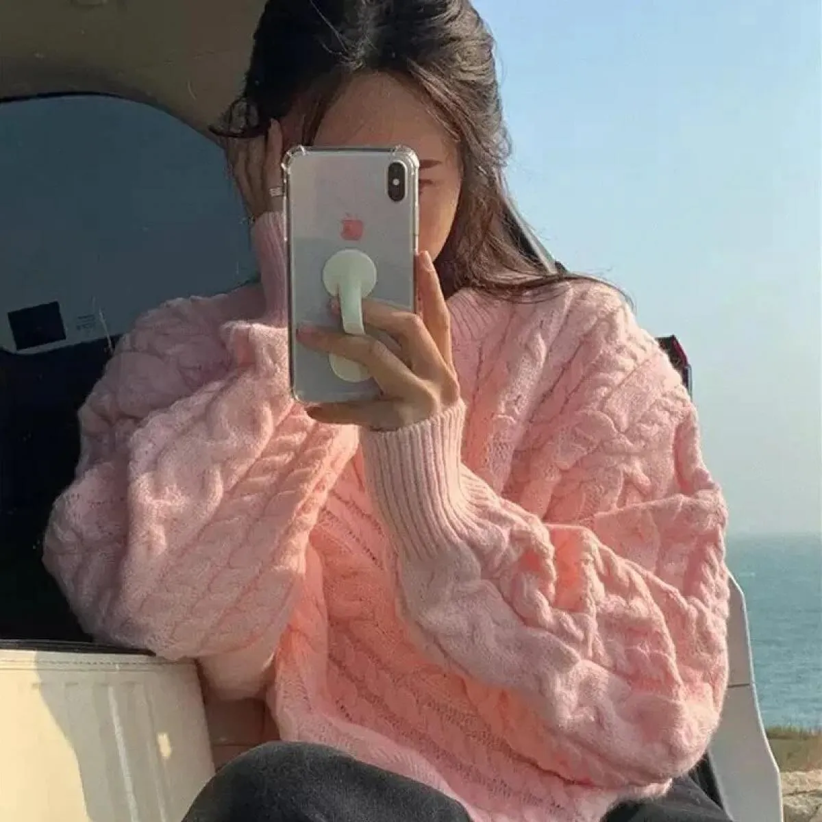 Maglione lavorato a maglia rosso natalizio girocollo a maniche lunghe Pullover di alta qualità elegante caldo e unico Top retrò