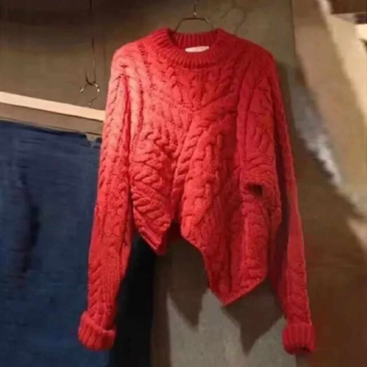 Maglione lavorato a maglia rosso natalizio girocollo a maniche lunghe Pullover di alta qualità elegante caldo e unico Top retrò