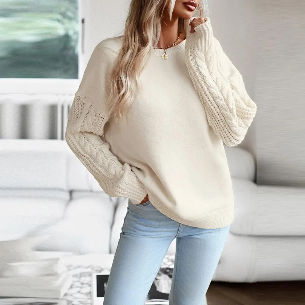 Maglione lavorato a maglia solido Top donna 2023 Abbigliamento Autunno Inverno Pullover a maniche lunghe T-shirt T-shirt maglion